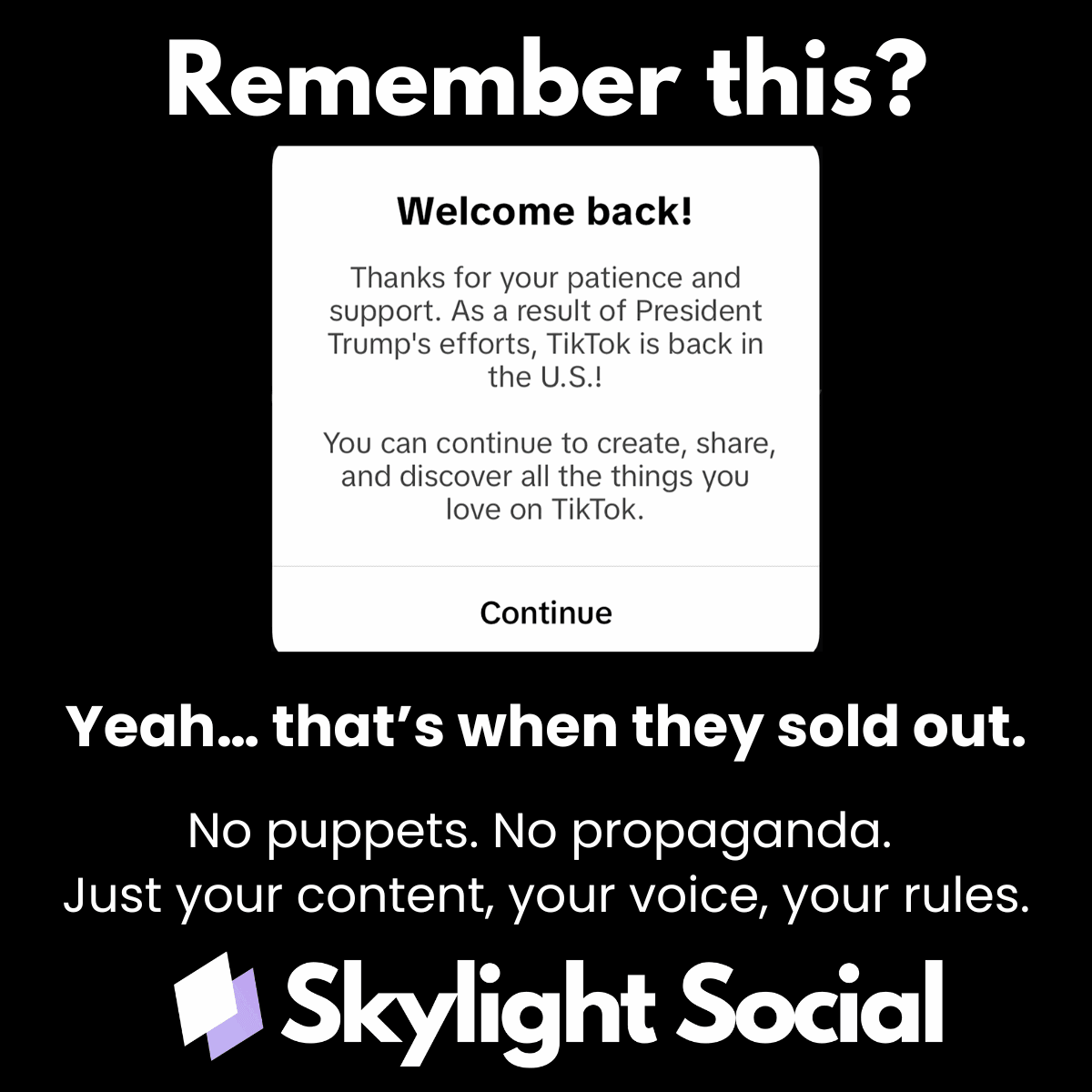 “Unzuck your feed.” Skylight Social Small Sticker