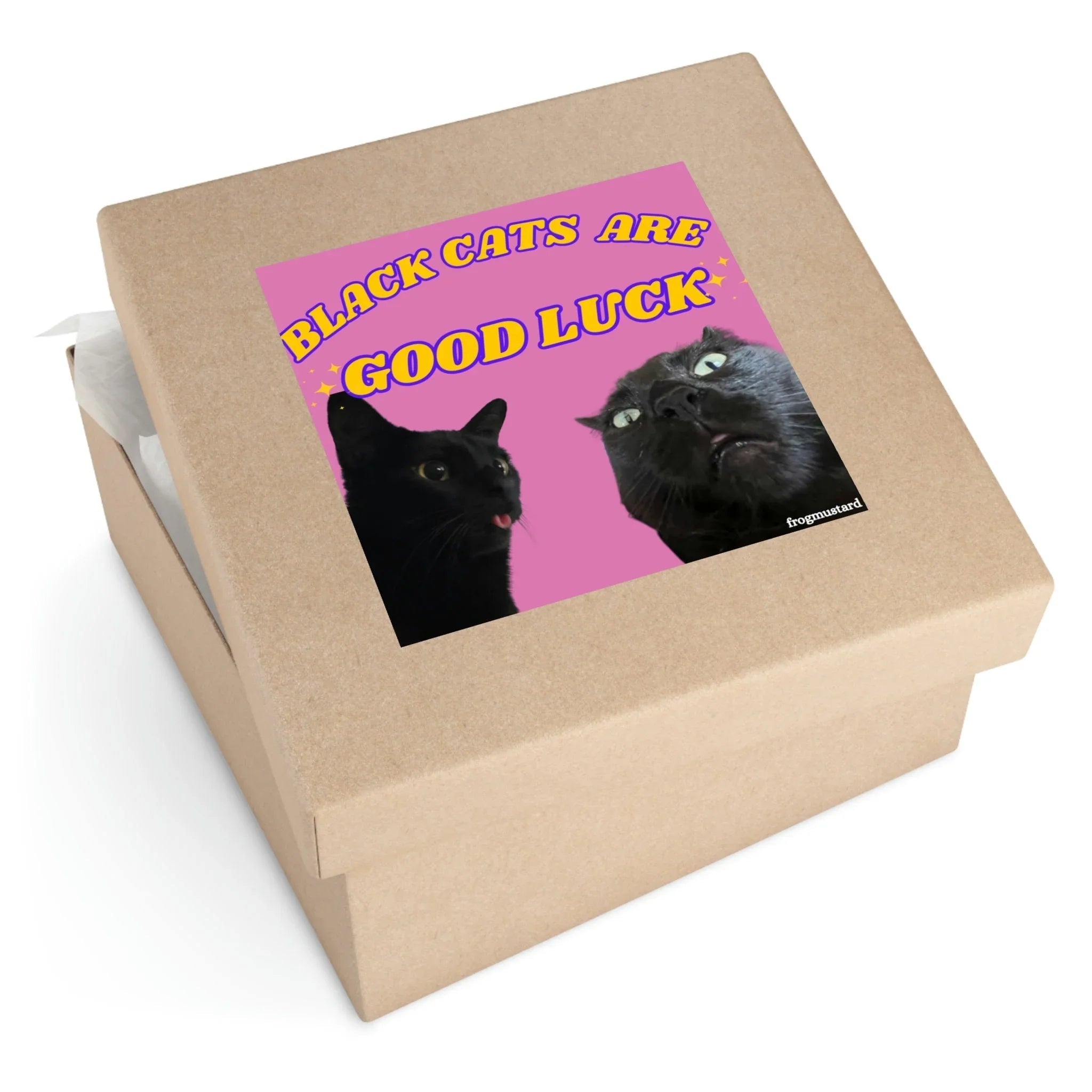 Black Cats are Good Luck Square Sticker - Frog Mustard Stickers