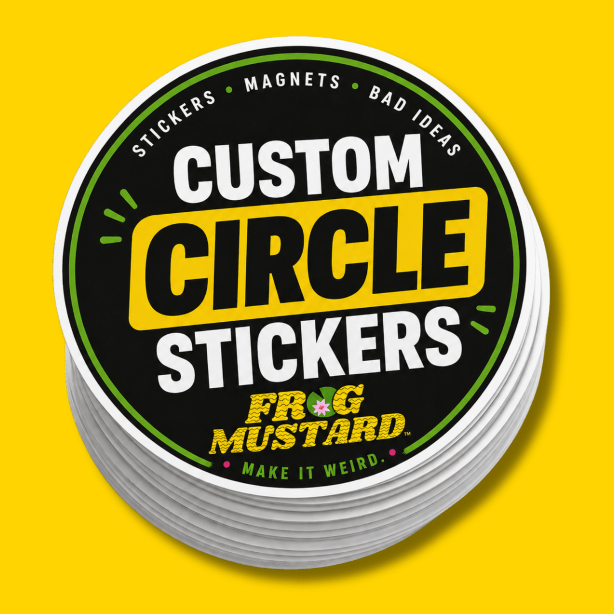 BULK CUSTOM CIRCLES - Frog Mustard Stickers