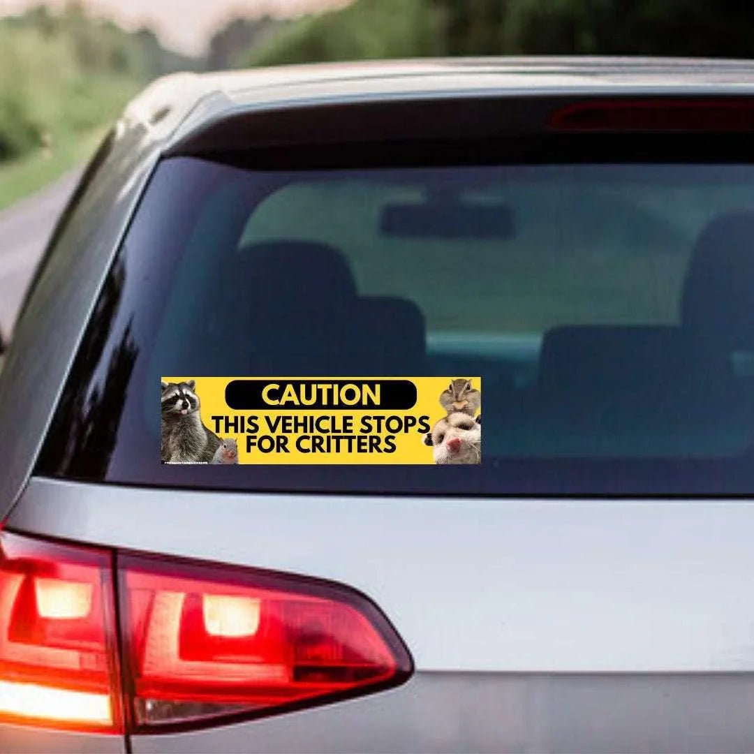 Caution This Vehicle Stops for Critters - Frog Mustard Stickers