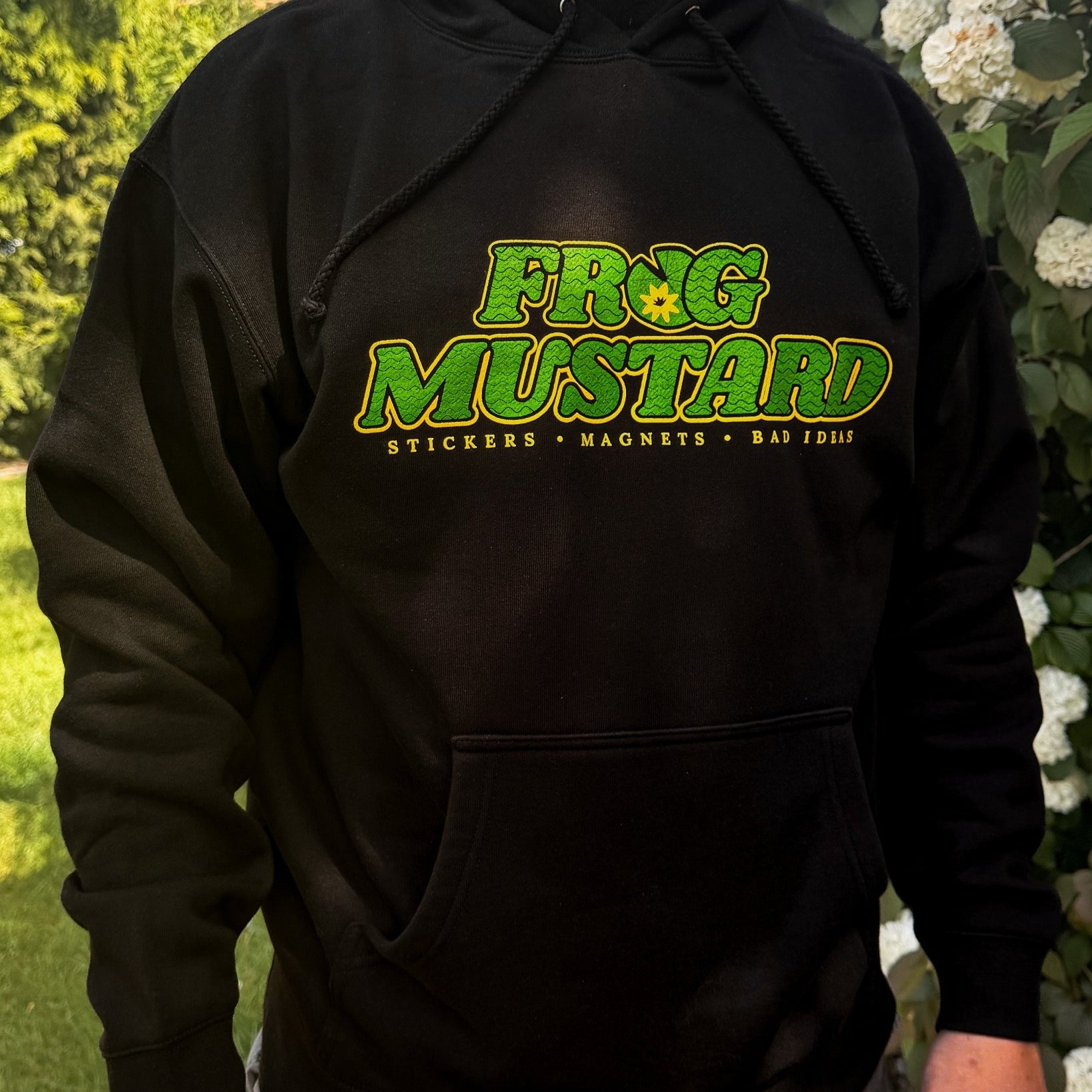 Frog Mustard Logo Hoodie | Heavyweight Screen Printed Hoodie - Frog Mustard Stickers