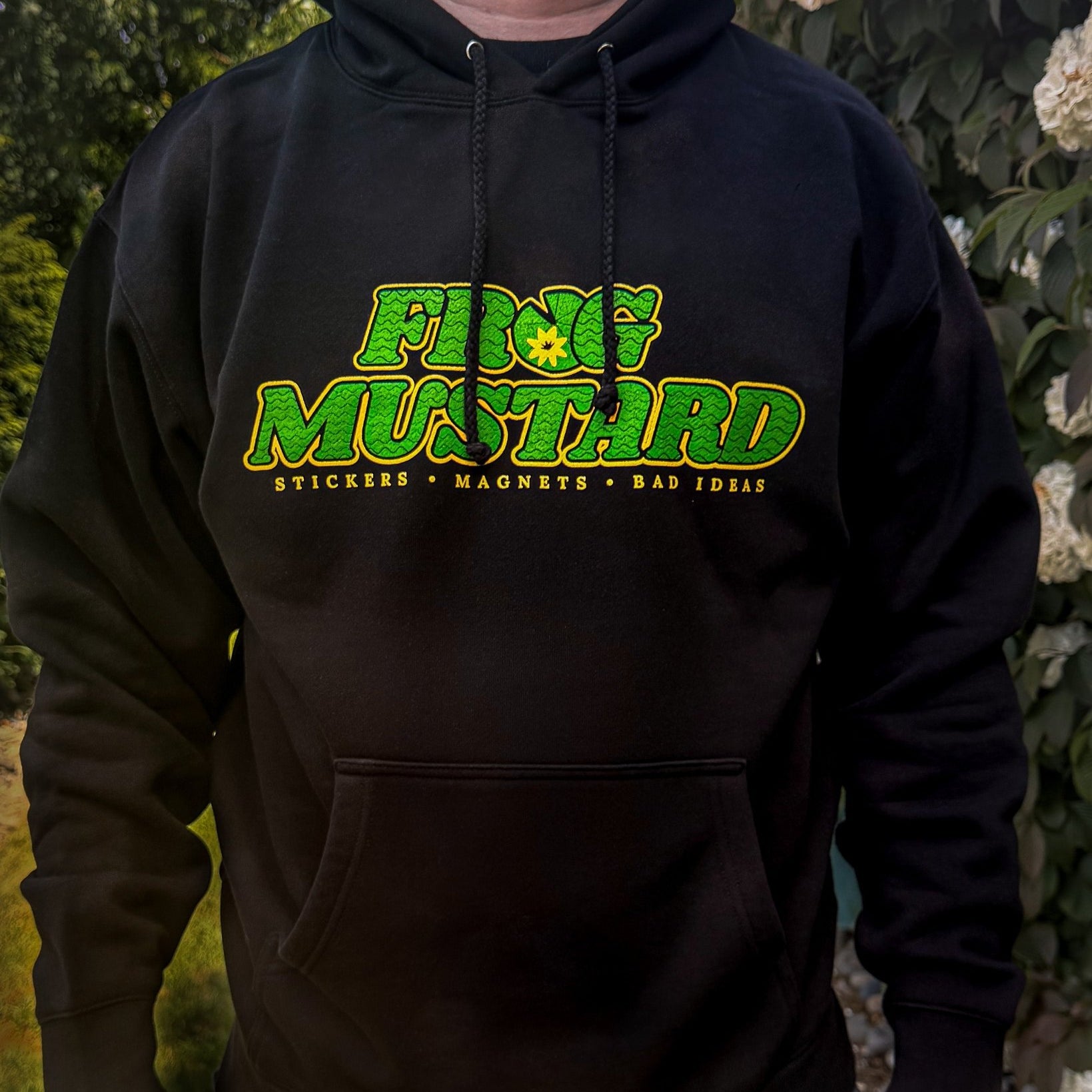 Frog Mustard Logo Hoodie | Heavyweight Screen Printed Hoodie - Frog Mustard Stickers