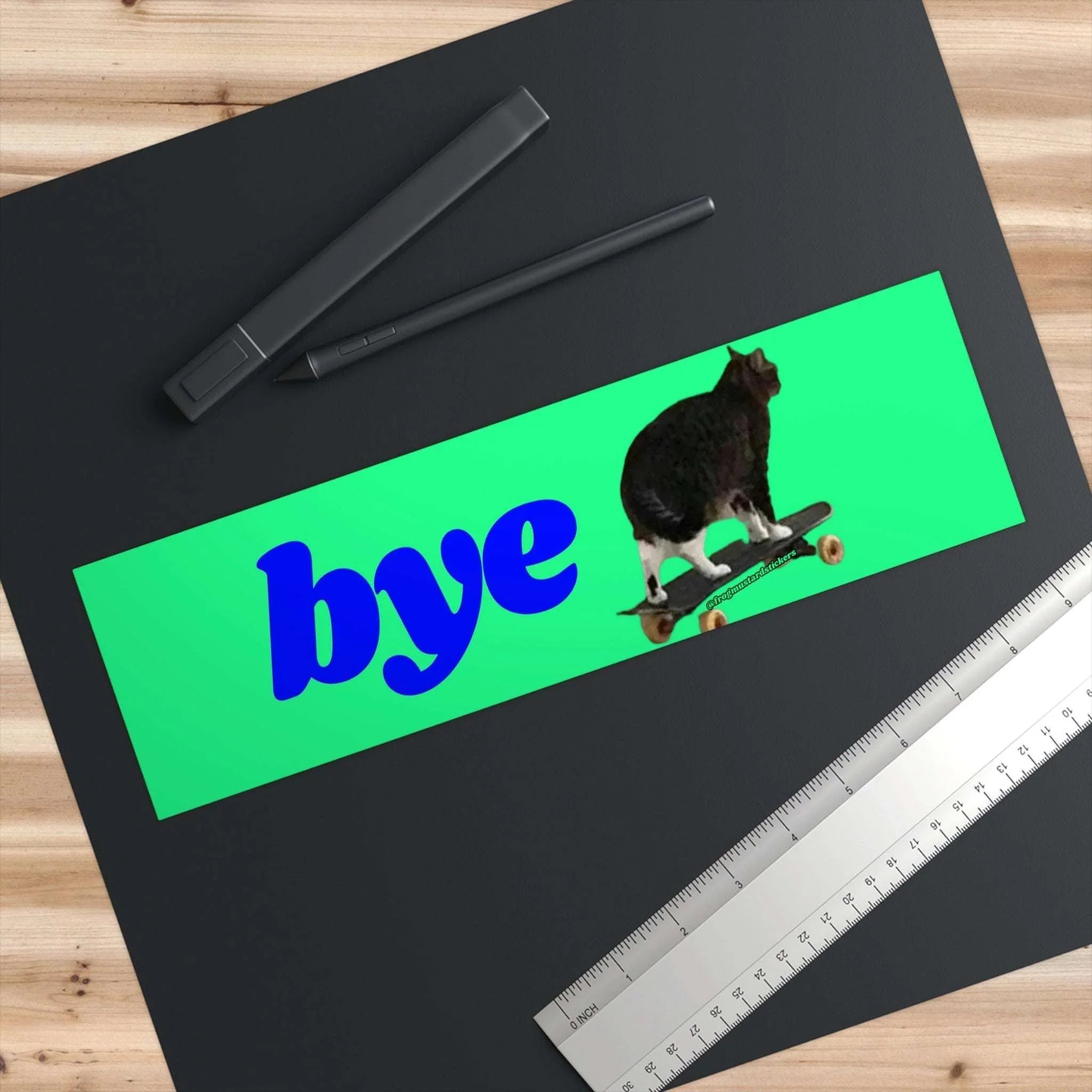 Bye Skateboard Cat - frogmustard stickers