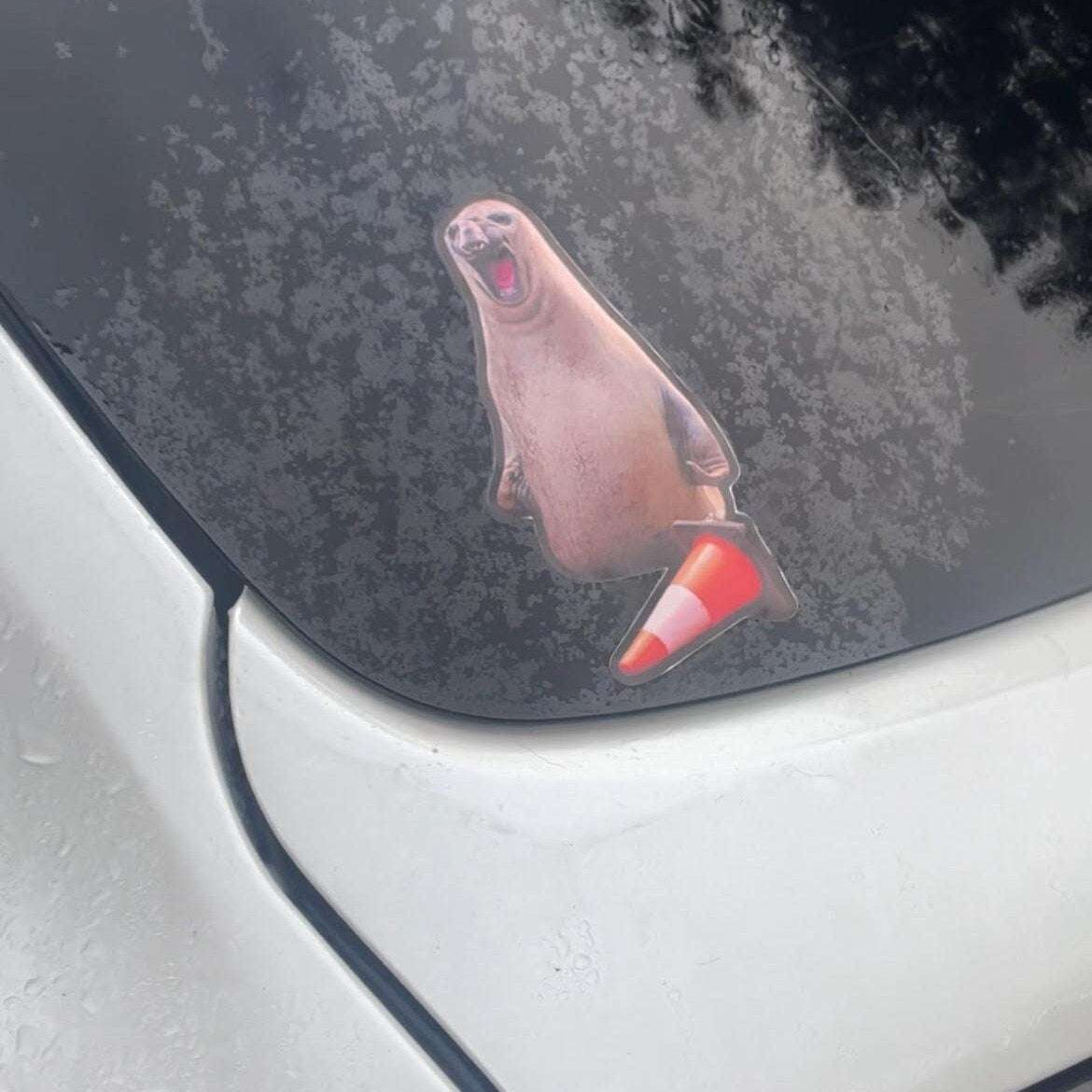 Neil the Seal Die Cut Sticker/Magnet 6" x 2ā - frogmustard stickers