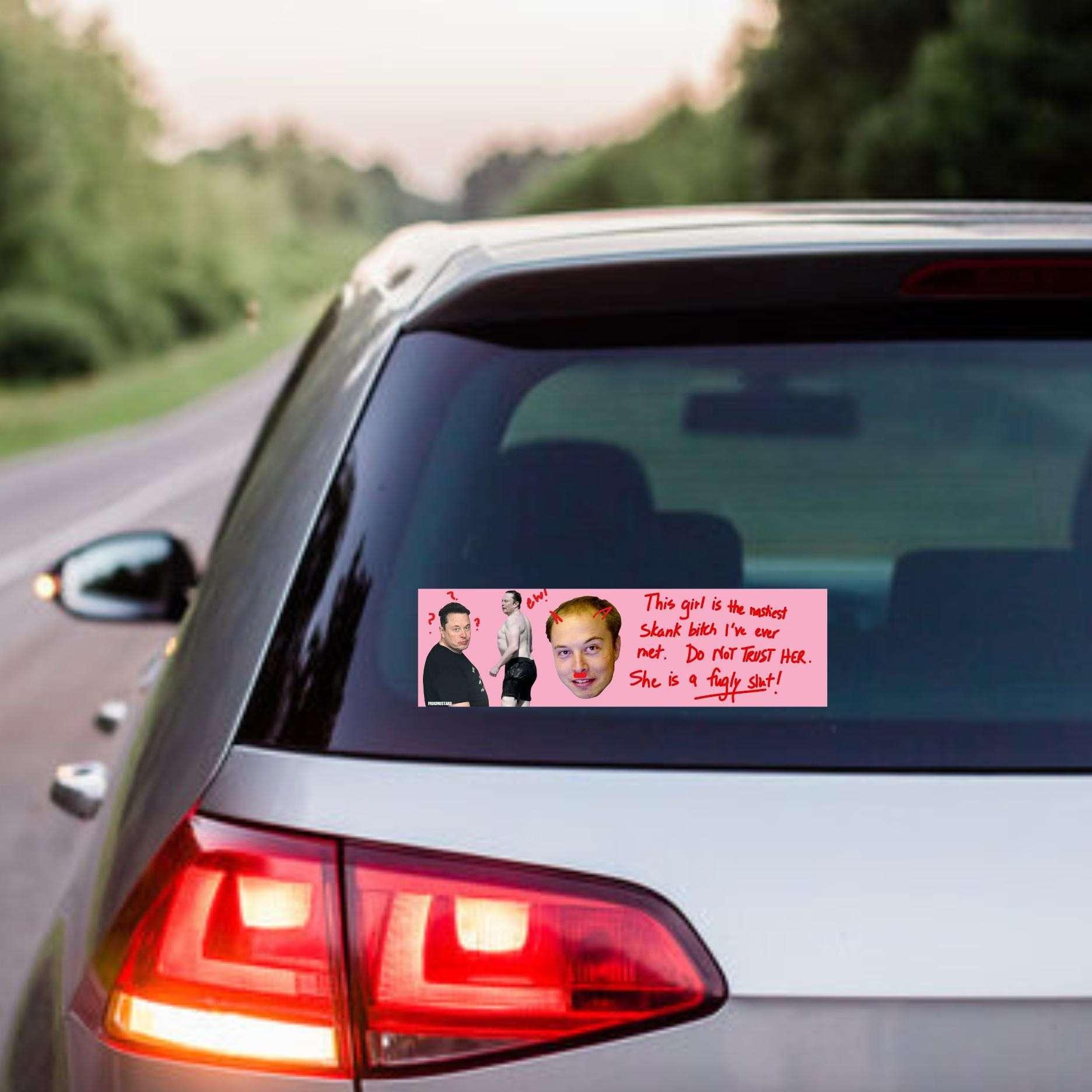 Elon Musk Burn Book Sticker (Mean Girls) Fugly Sl*t | Unhinged | 8.5" x 2.5"| Bumper Car Sticker OR Magnet Premium Weather-proof Vinyl
