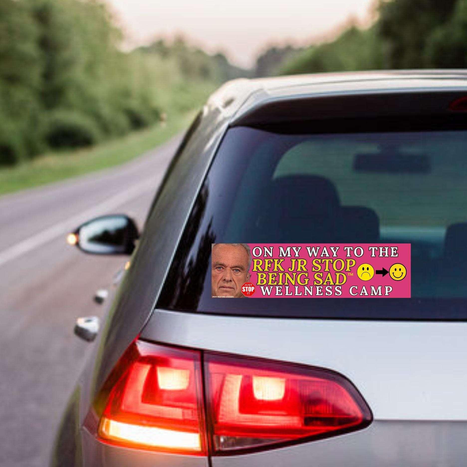 On my way to RFK ADHD or Depression Camp | Political Sticker Meme | 8.5" x 2.5"| Bumper Car Sticker OR Magnet Premium Weather-proof Vinyl