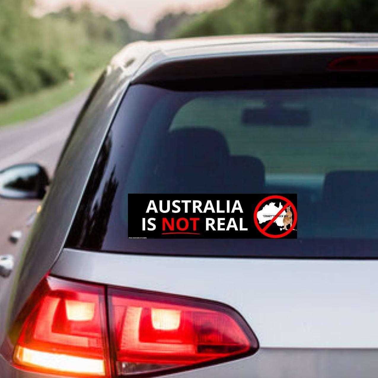 Australia is NOT REAL | 8.5" x 2.5" | Water Bottle Sticker | Meme | Bumper Sticker OR Magnet