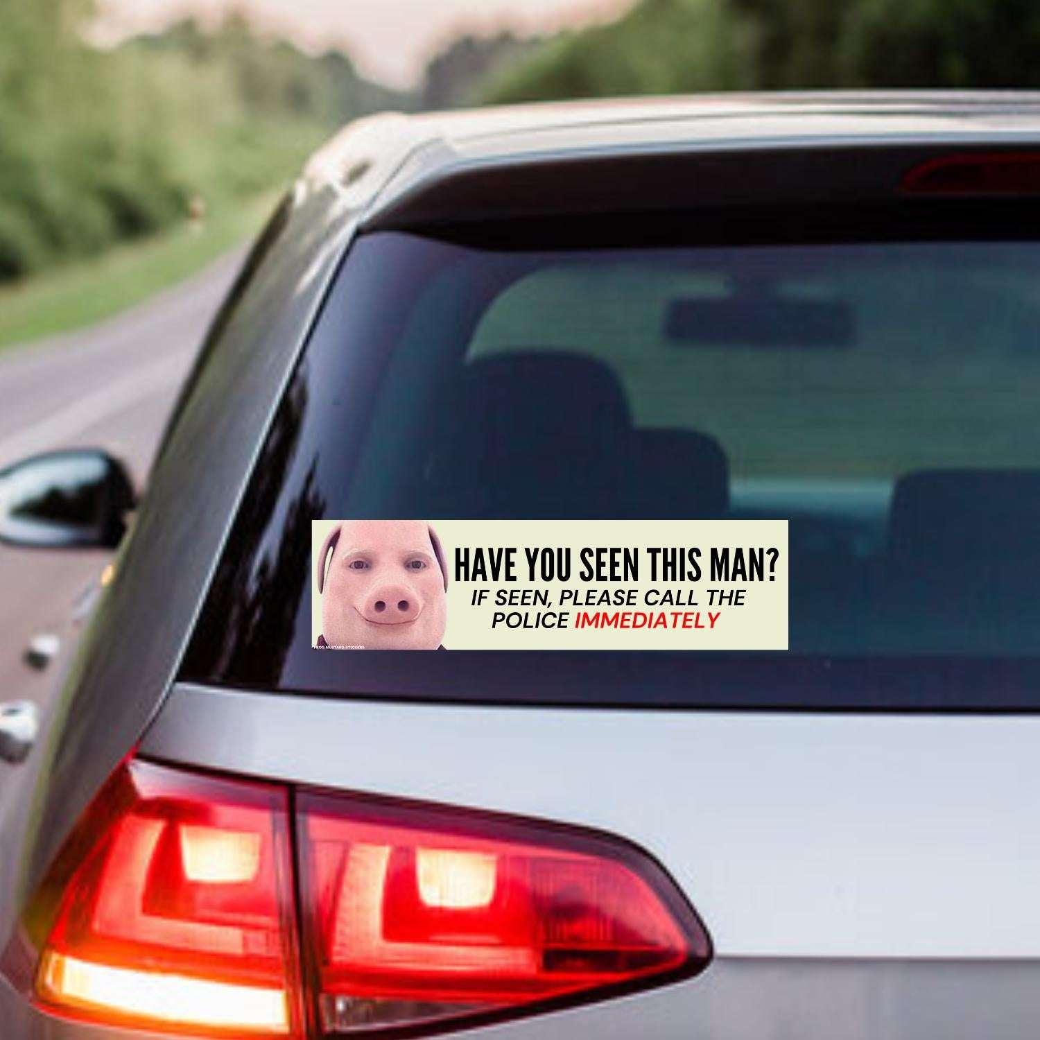 Have You Seen This Man? (John Pork) | Funny Car Sticker | Gen Z Meme | 8.5" x 2.5" | Bumper Sticker OR Magnet Premium Weather-proof Vinyl