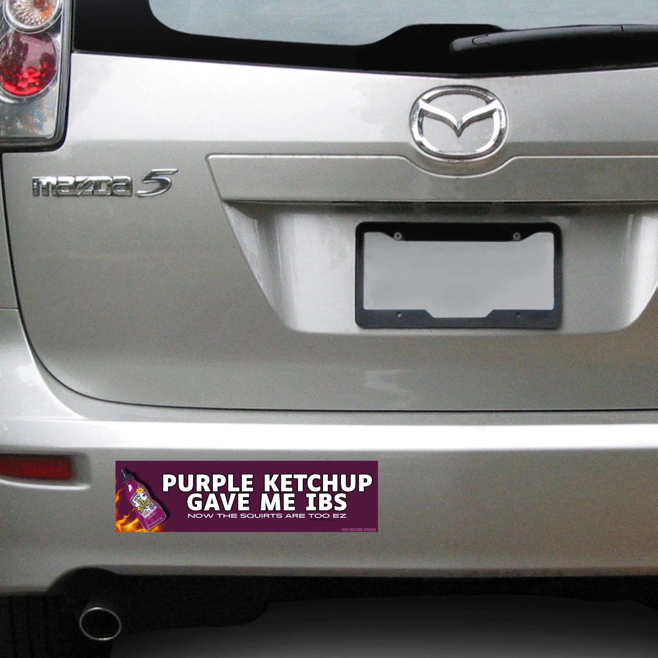 Purple Ketchup Gave Me IBS| Bumper Sticker or Magnet | Funny Sticker | Satire | Gen Z Humor | 8.5" x 2.5" Premium Weather-proof Vinyl