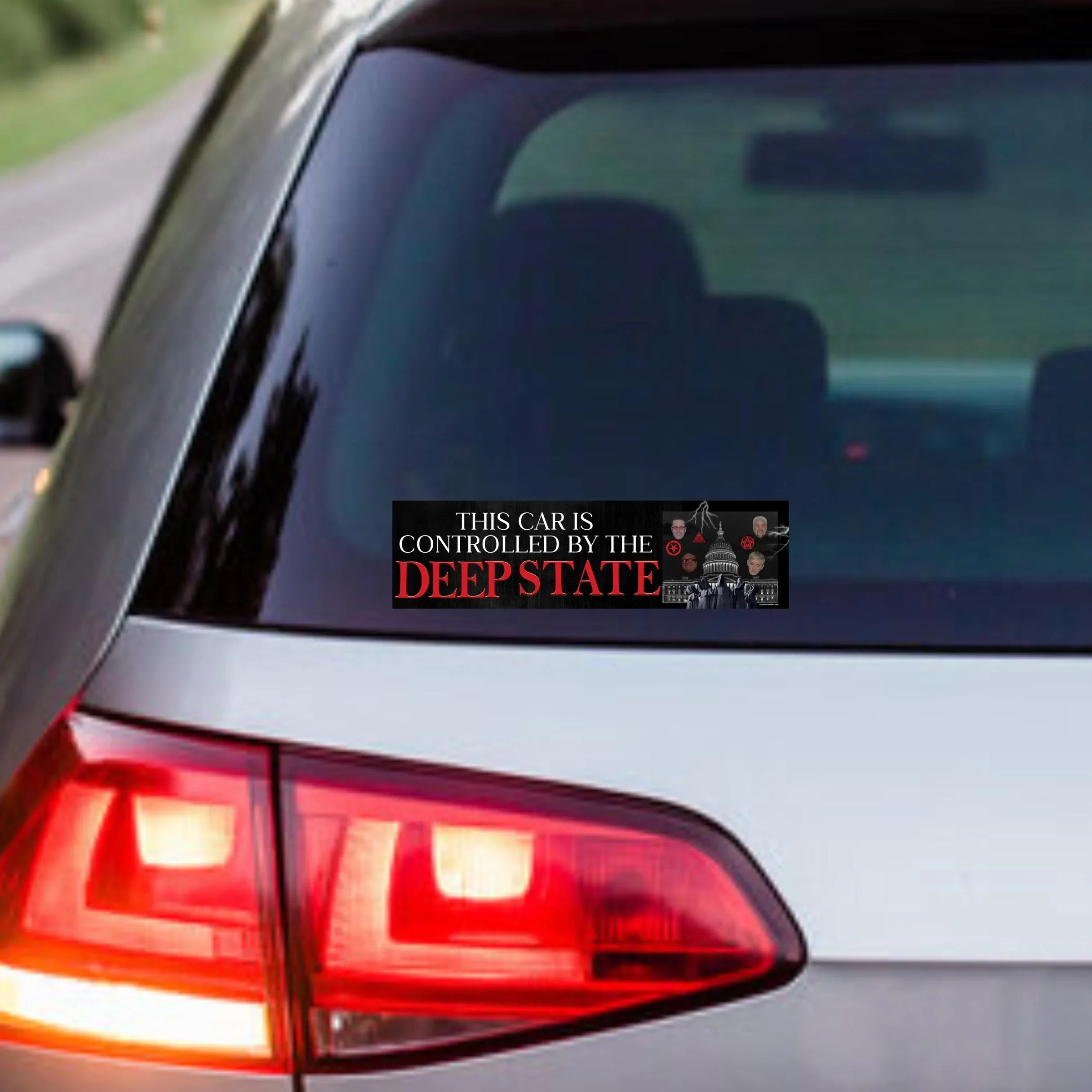 This Car is Controlled by the Deep State | Car Vehicle Bumper Sticker or Magnet | 8.5 x 2.5 Premium Weatherproof UV Proof Vinyl