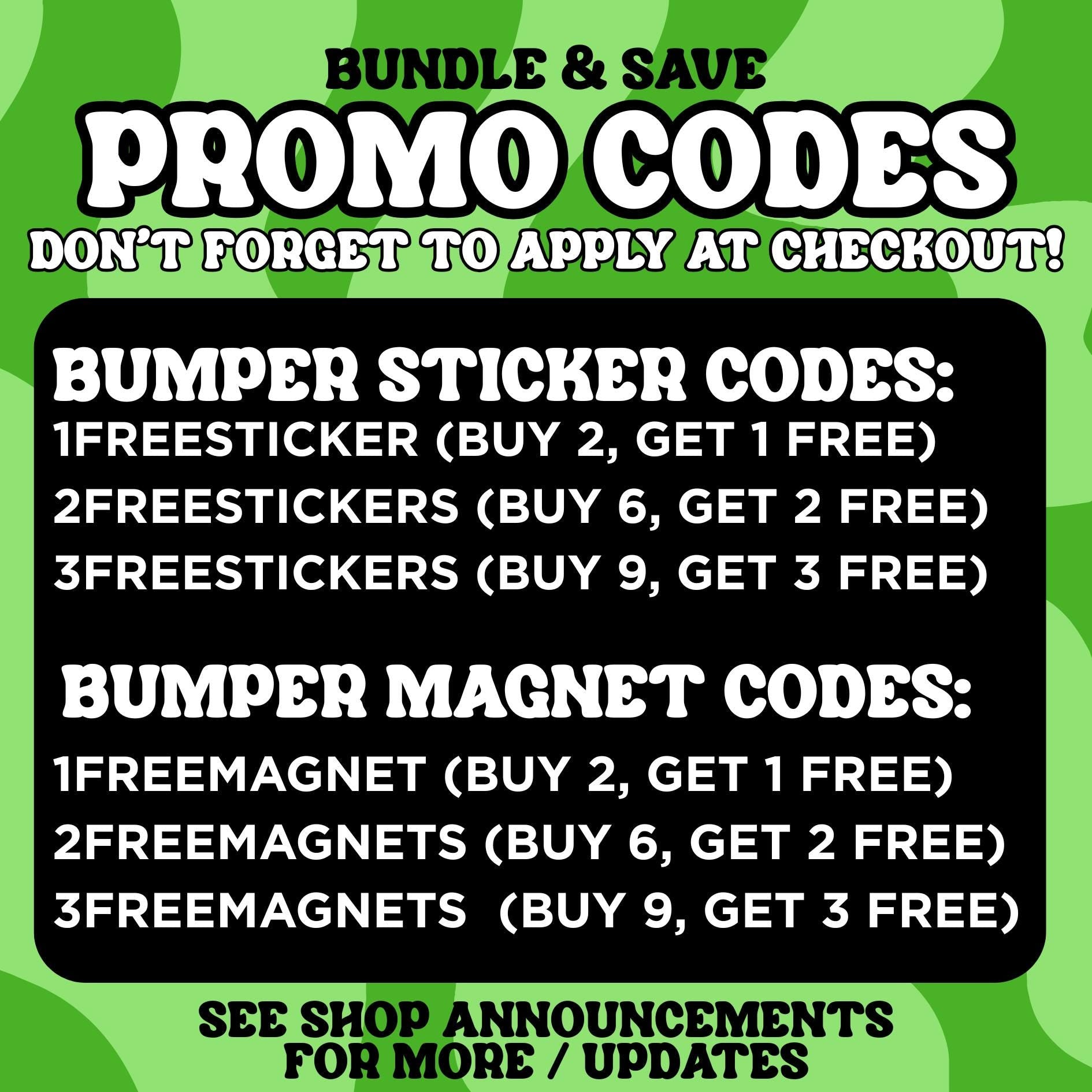 The image is a promotional advertisement for a bundle and save offer, featuring various sticker and magnet codes. The text on the image is clear and easy to read, providing information about the different deals available for purchase.