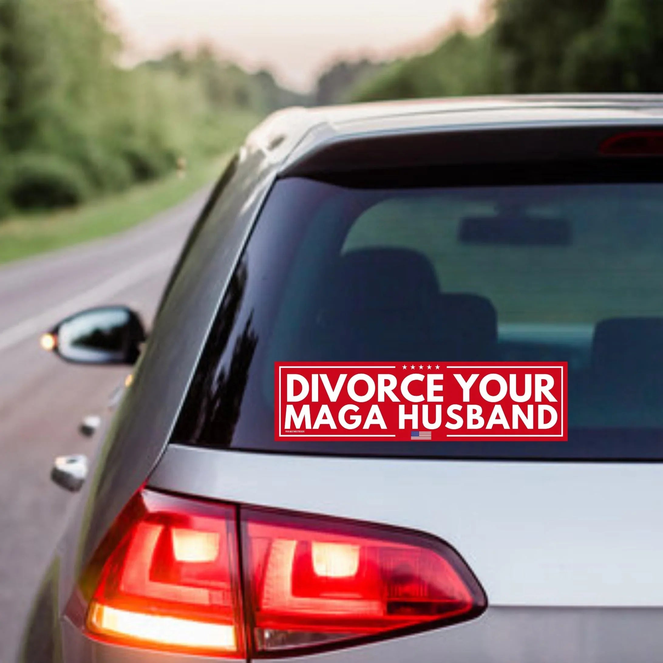 Divorce Your MAGA Husband Campaign Sticker | Satire | 8.5" x 2.5" | Bumper Sticker OR Magnet Premium Weather-proof Vinyl