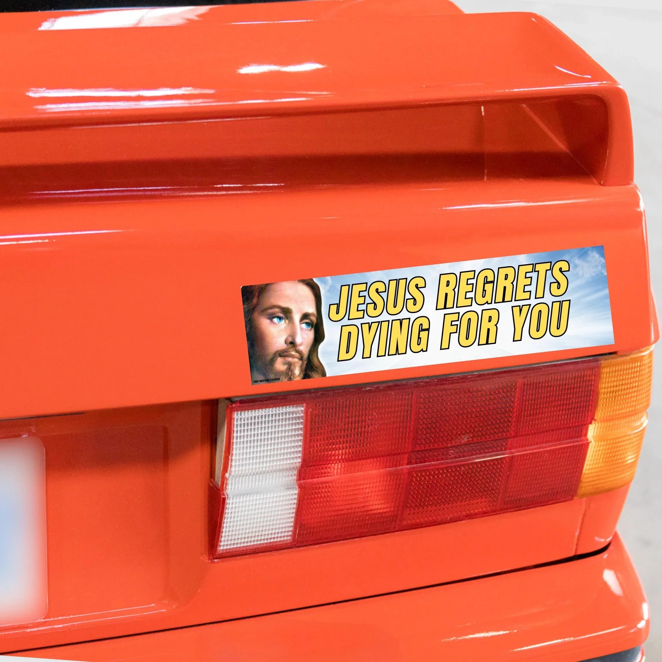 Jesus Regrets Dying For You Sticker or Magnet – Funny Meme Decal