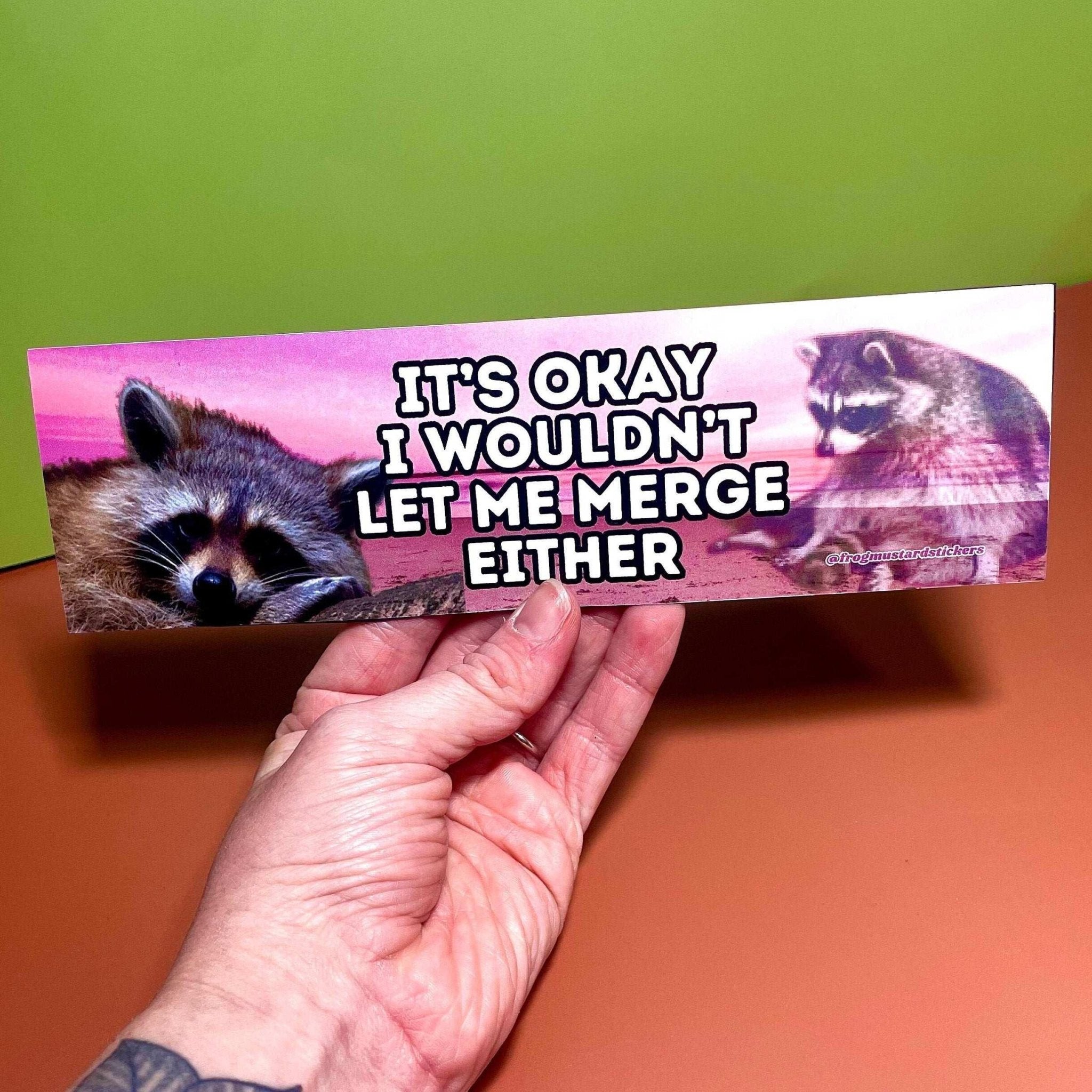 It's Okay, I Wouldn't Let Me Merge Either - Frog Mustard Stickers