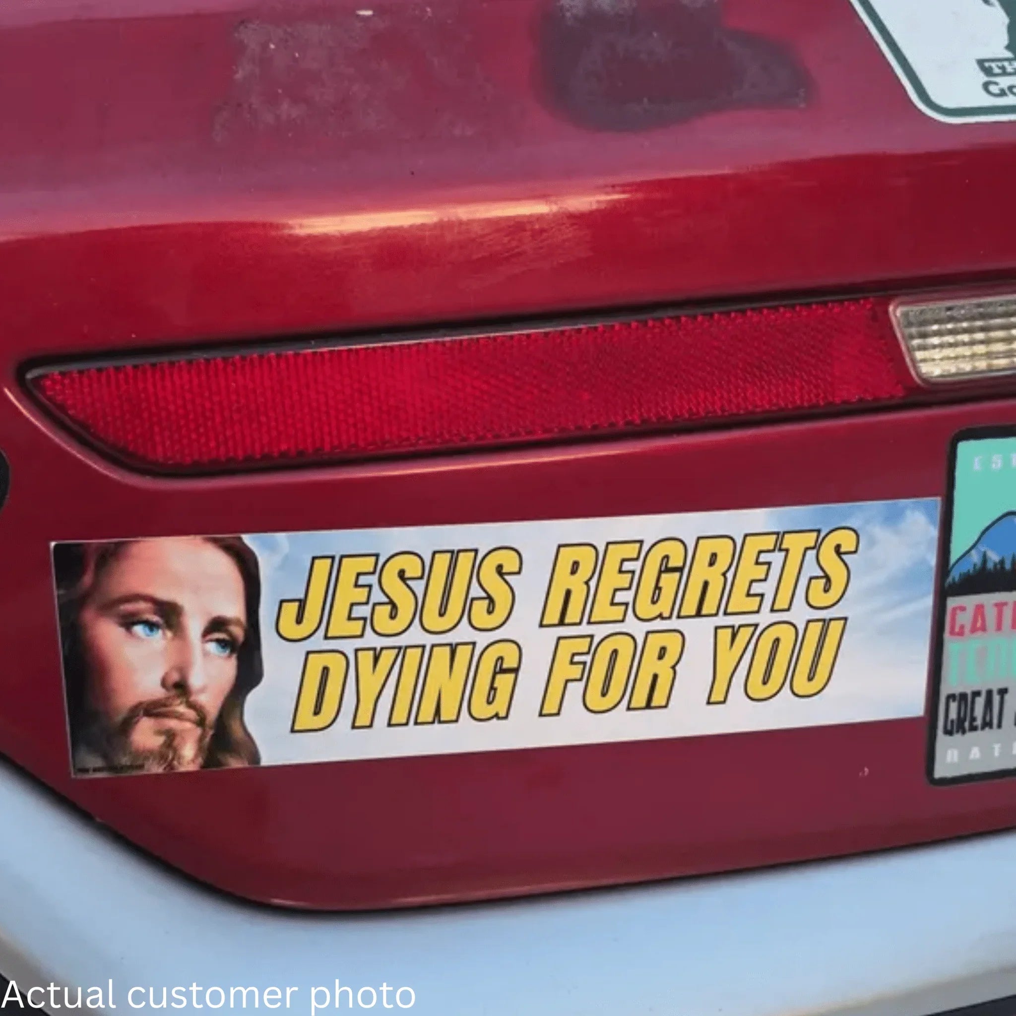 Jesus Regrets Dying For You - Frog Mustard Stickers