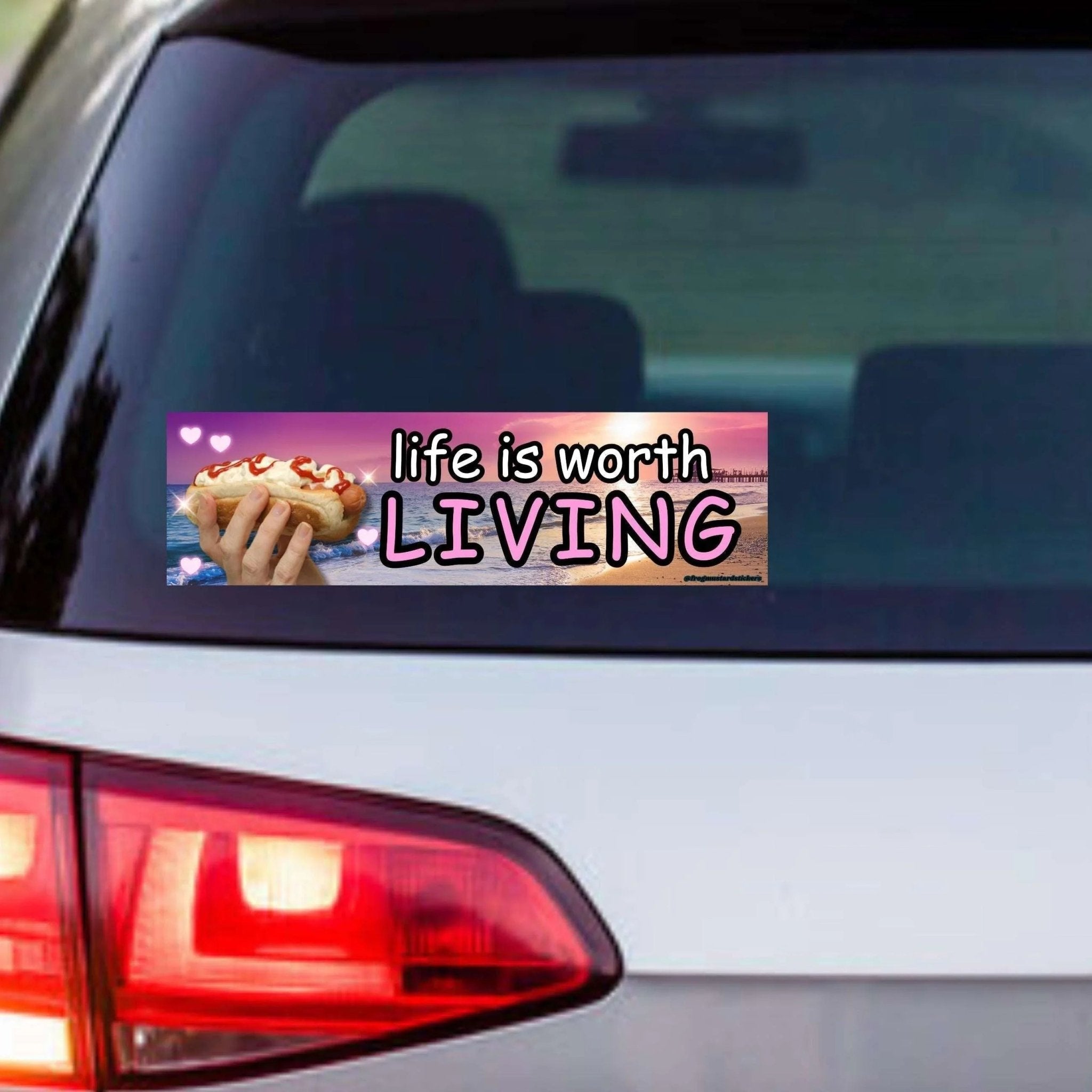 Life is Worth Living (Hot Dog) Meme - Frog Mustard Stickers