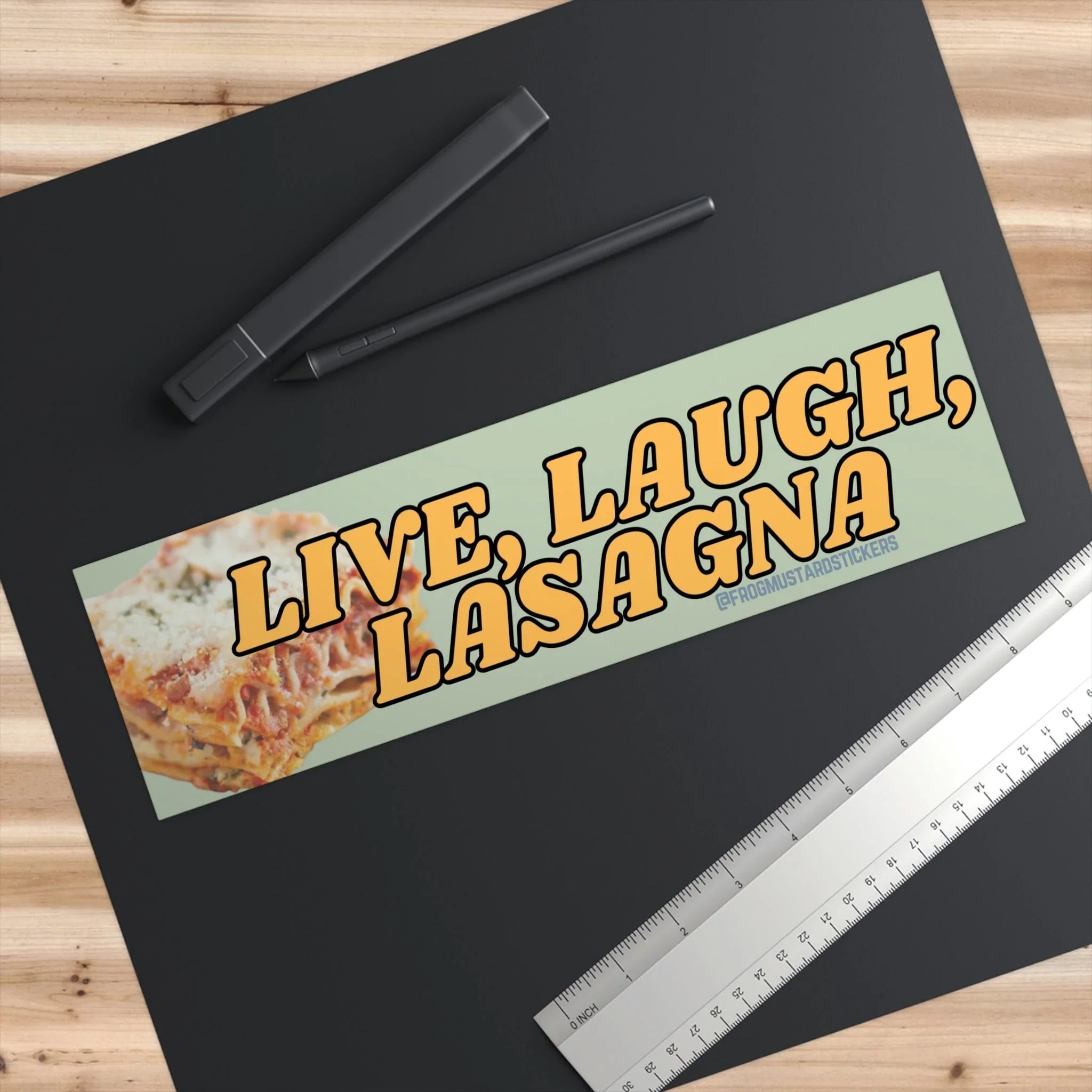 Live, Laugh, Lasagna - Frog Mustard Stickers