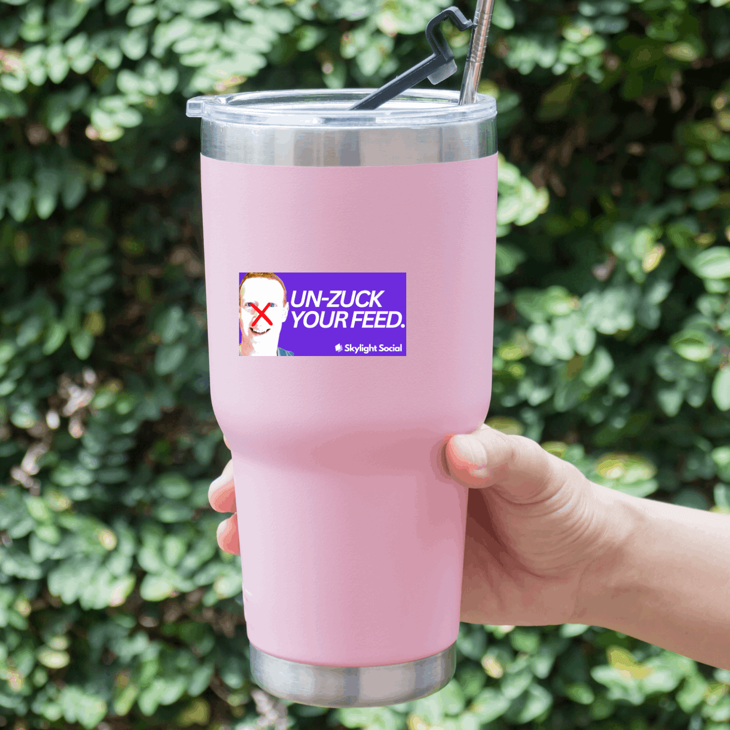 “Unzuck your feed.” Skylight Social Small Sticker