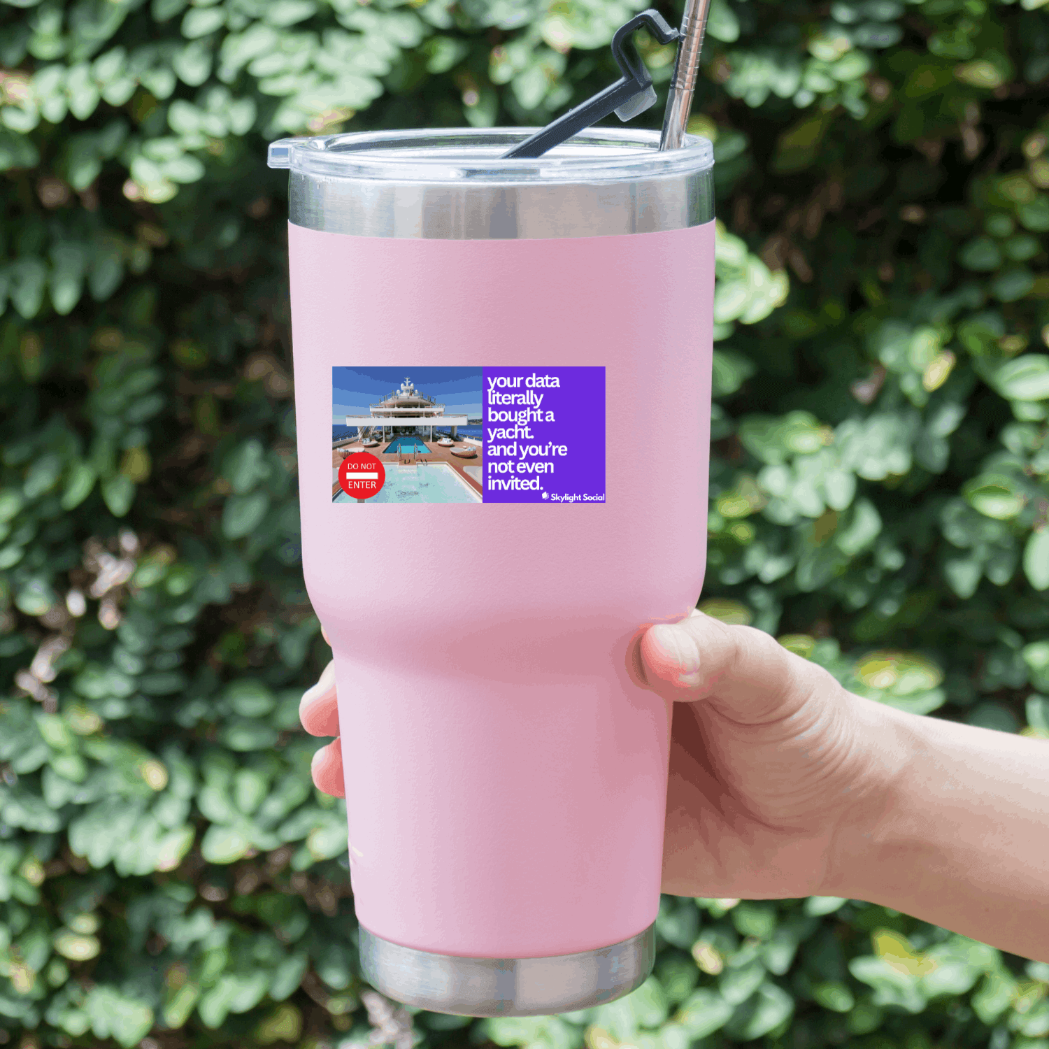 âYour data literally bought a yacht. And youâre not even invited.â Skylight Social Small Sticker