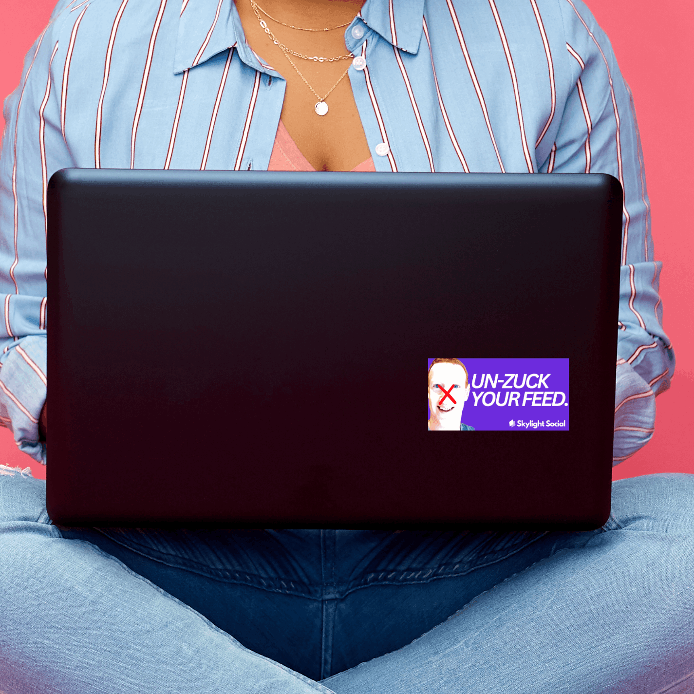 “Unzuck your feed.” Skylight Social Small Sticker