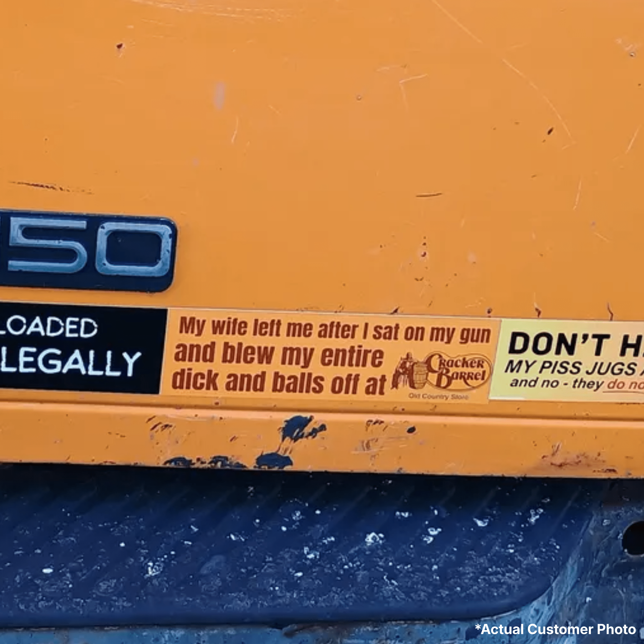 My Wife Left Me After I Sat On My Gun and Shot My Entire Dick and Balls Off at Cracker Barrel - Frog Mustard Stickers