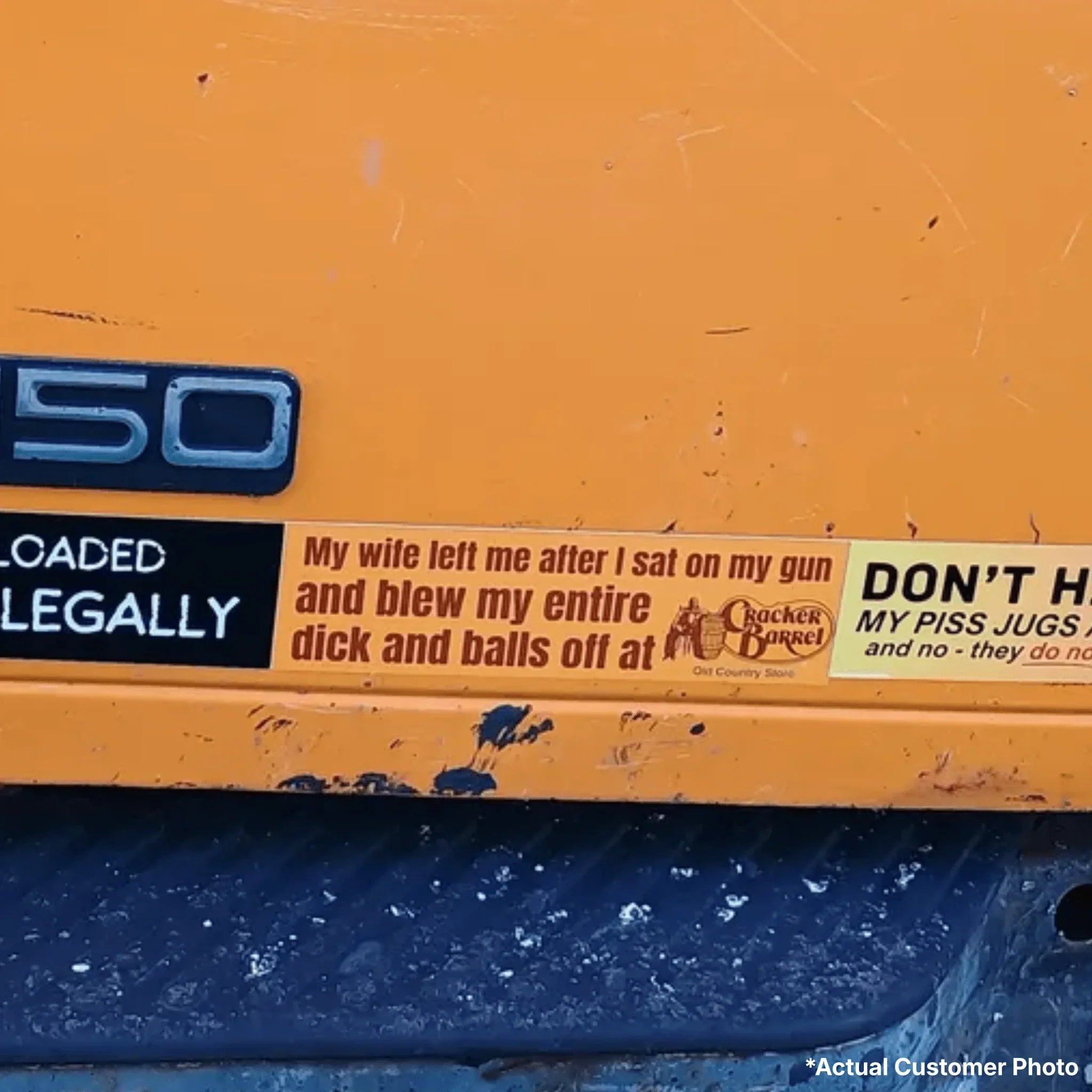 My Wife Left Me After I Sat On My Gun and Shot My Entire Dick and Balls Off at Cracker Barrel - Frog Mustard Stickers