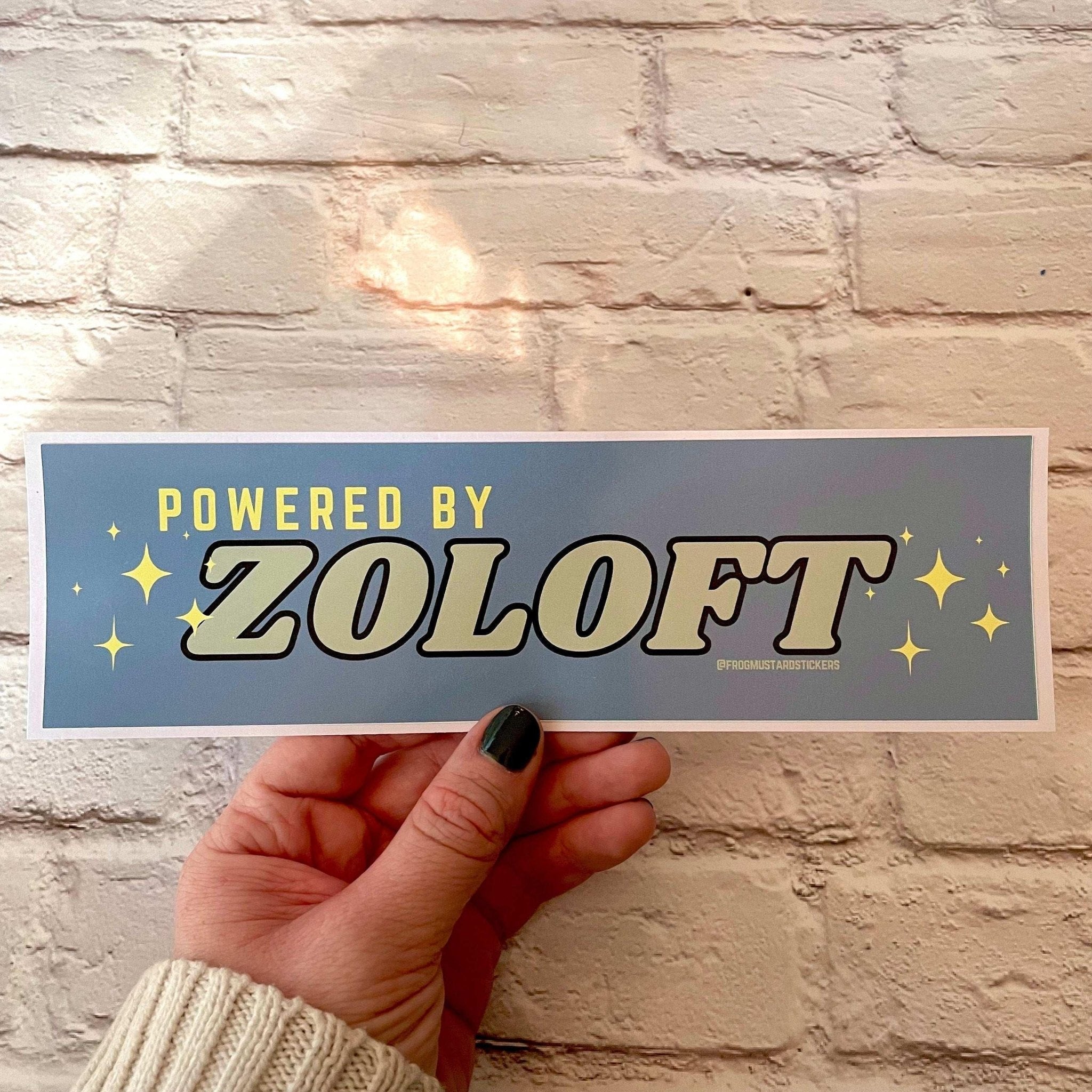 Powered by Zoloft - Frog Mustard Stickers