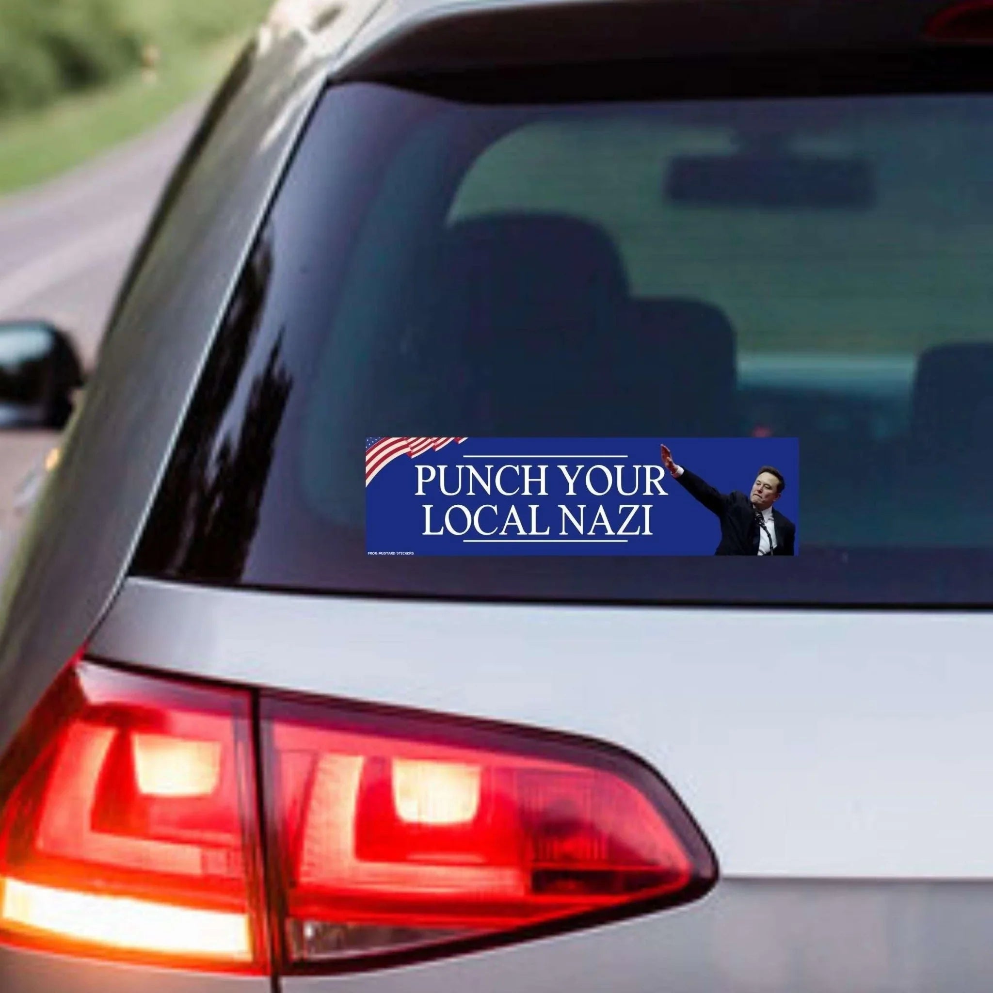 Punch Your Local N*zi (Elon Musk) - Frog Mustard Stickers