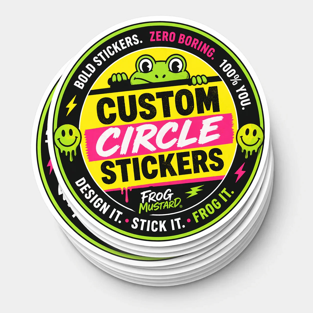 Single Custom Sticker or Magnet - Your Design, Your Size (Up to 8.5" x 4" - Please Read Product Description) - Frog Mustard Stickers