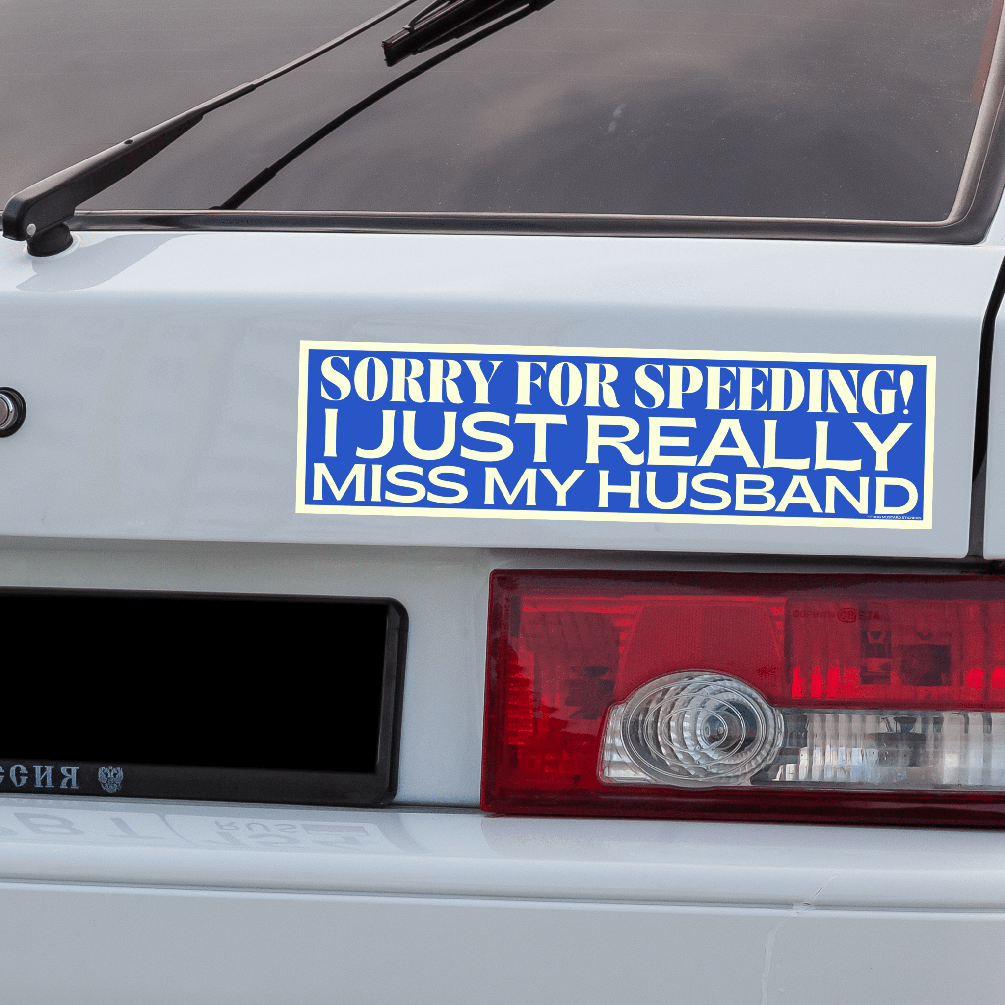 Sorry for Speeding I Miss My Wife /Husband/Girlfriend/Boyfriend, 4 Options - Frog Mustard Stickers