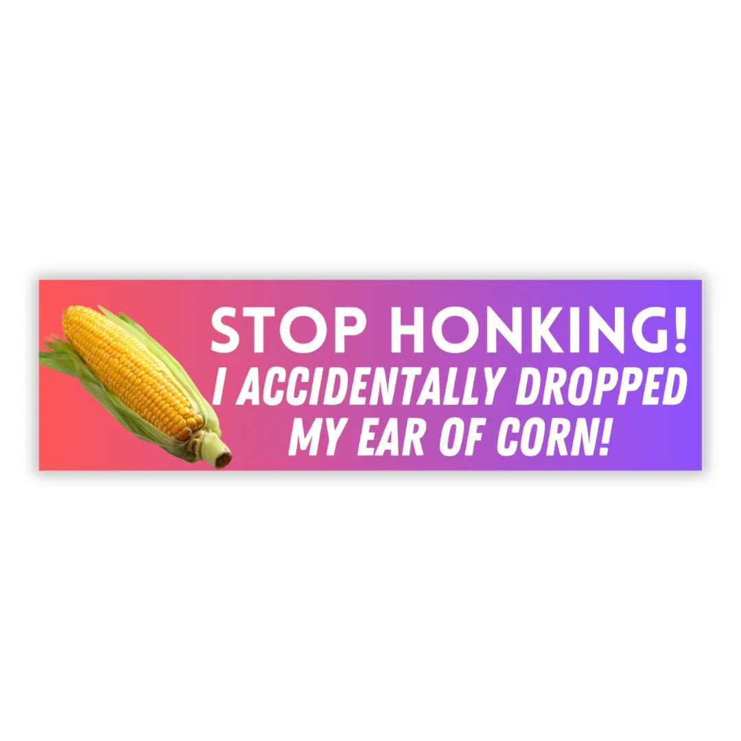 Stop honking! I accidentally dropped my ear of corn! - Frog Mustard Stickers