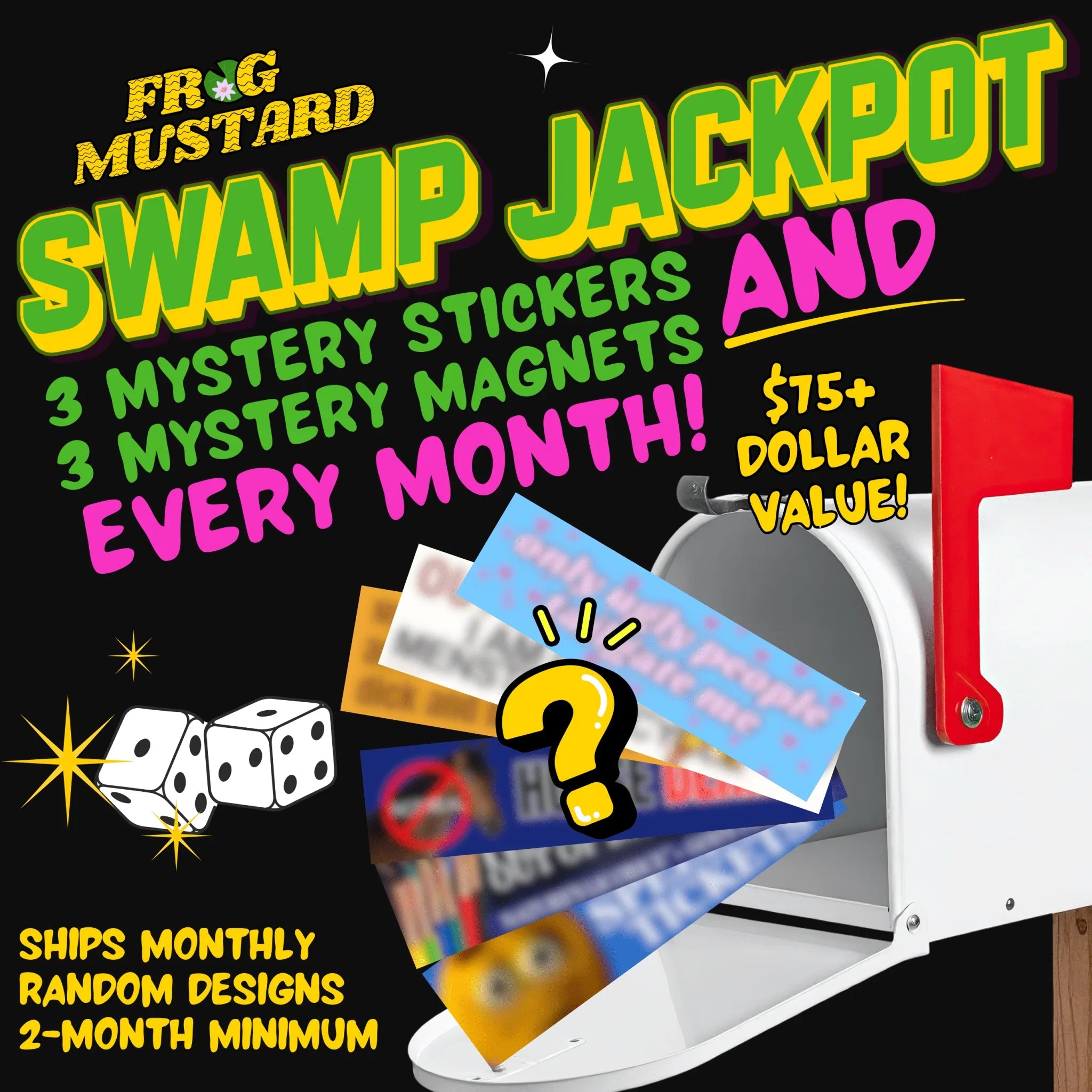 Swampscriptions: Monthly Stickers & Magnets (up to 70% off) 🐸📦 - Frog Mustard Stickers