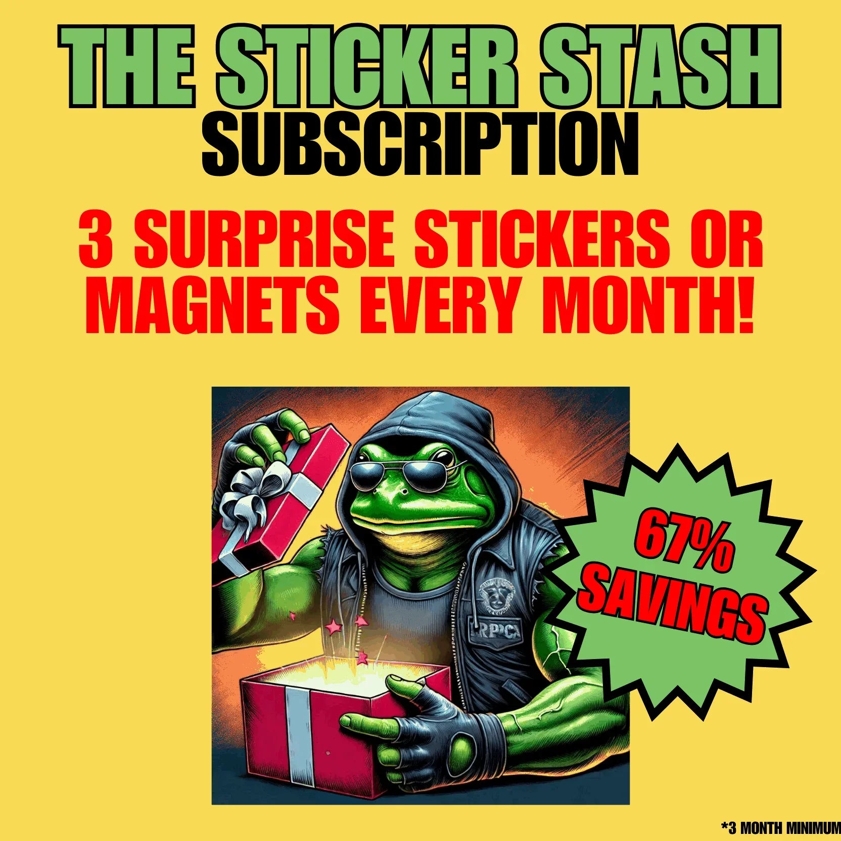 Swampscriptions: Monthly Stickers & Magnets (up to 70% off) 🐸📦 - Frog Mustard Stickers