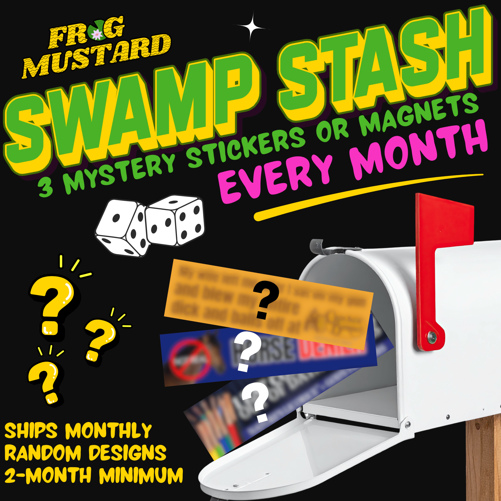 Swampscriptions: Monthly Stickers & Magnets (up to 70% off) 🐸📦 - Frog Mustard Stickers