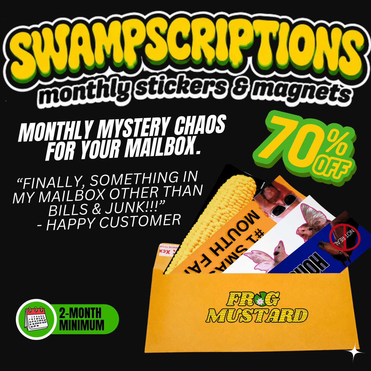 Swampscriptions: Monthly Stickers & Magnets (up to 70% off) 🐸📦 - Frog Mustard Stickers