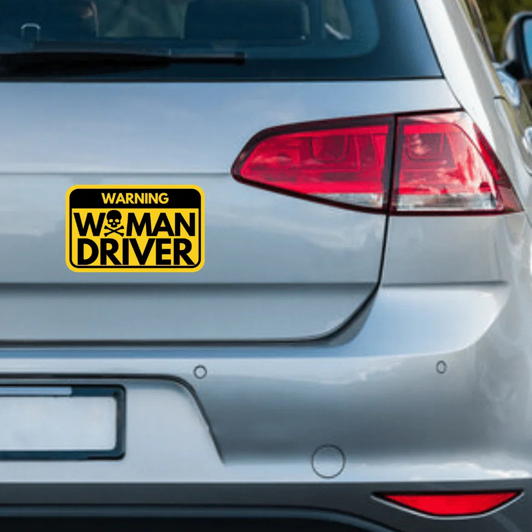 Warning: Woman Driver - Frog Mustard Stickers