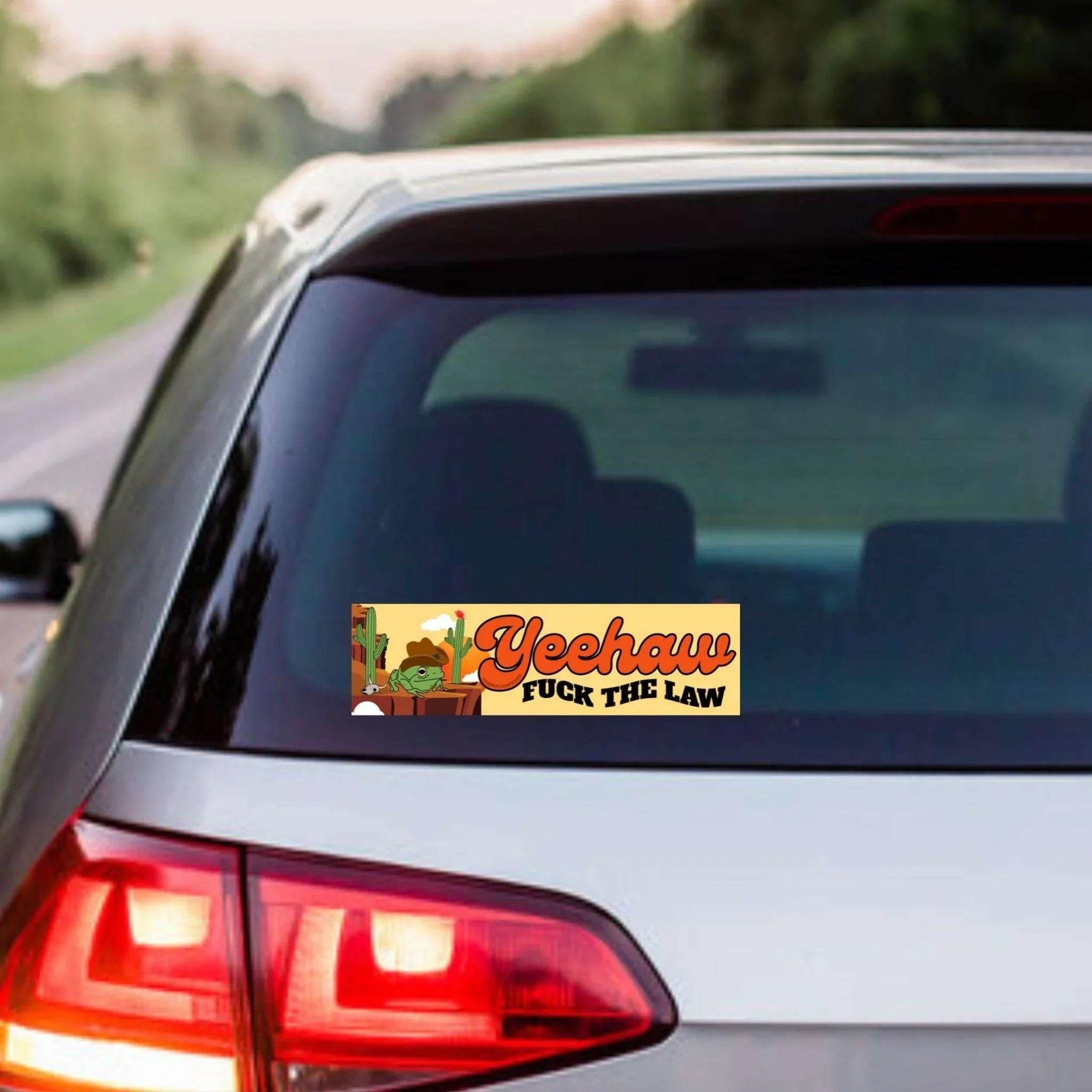 Yeehaw F the Law - Cowboy Frog - Frog Mustard Stickers