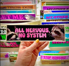 All Nervous, No System Raccoon - Frog Mustard Stickers