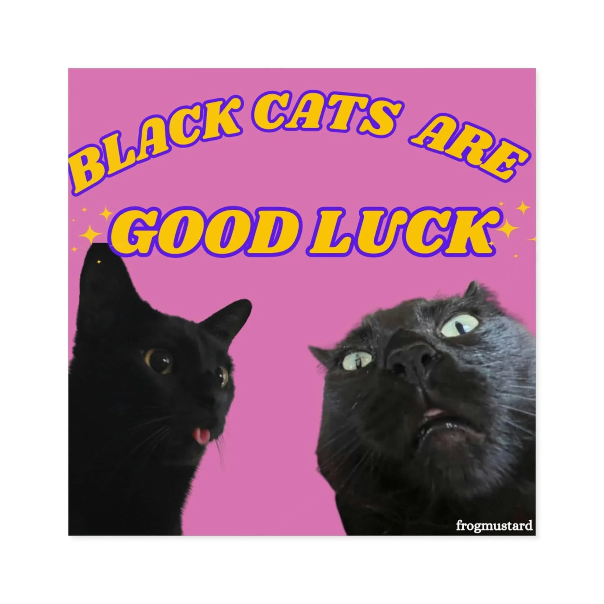 Black Cats are Good Luck Square Sticker - Frog Mustard Stickers