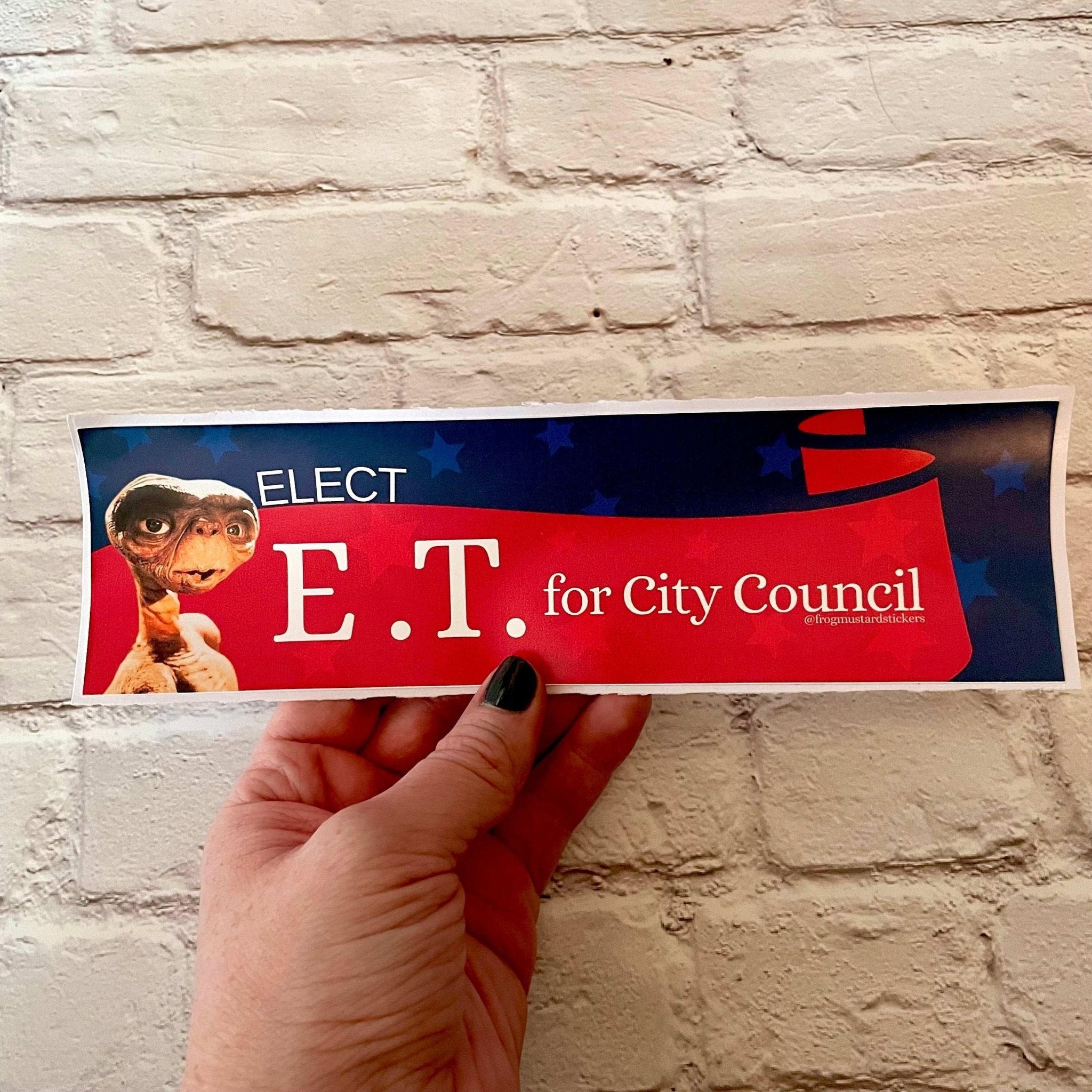 E.T. for City Council Presidential Campaign - Frog Mustard Stickers