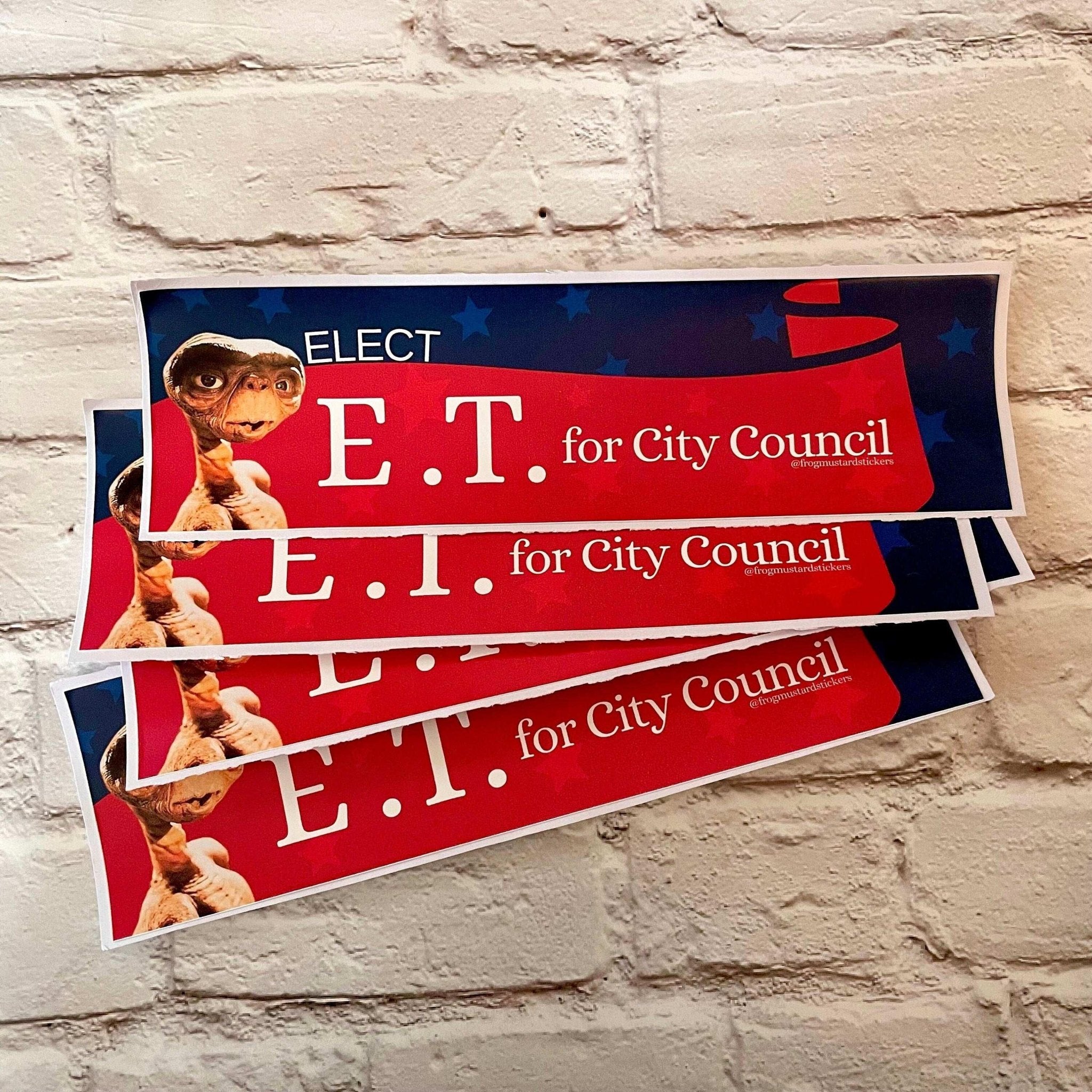 E.T. for City Council Presidential Campaign - Frog Mustard Stickers