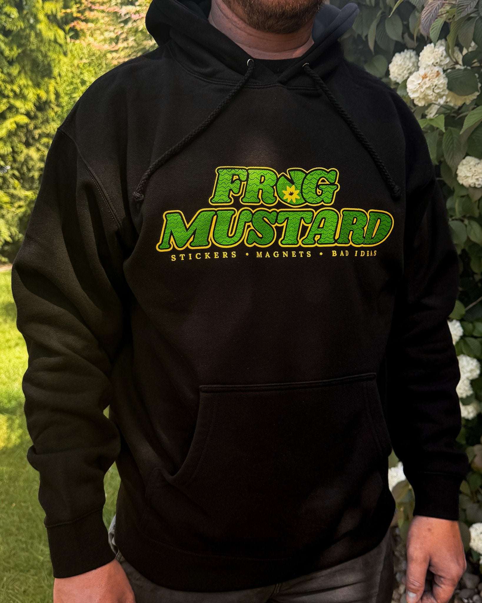Frog Mustard Logo Hoodie | Heavyweight Screen Printed Hoodie - Frog Mustard Stickers