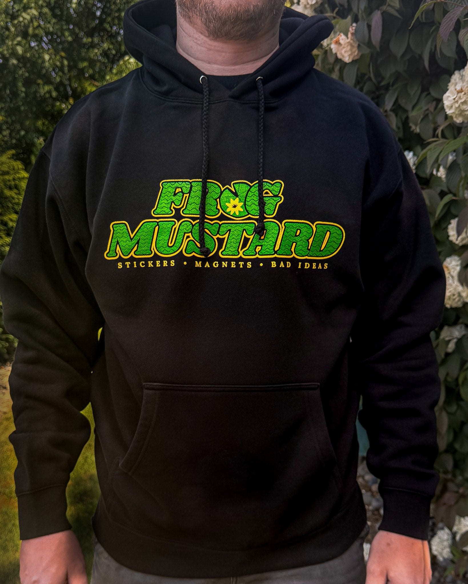 Frog Mustard Logo Hoodie | Heavyweight Screen Printed Hoodie - Frog Mustard Stickers