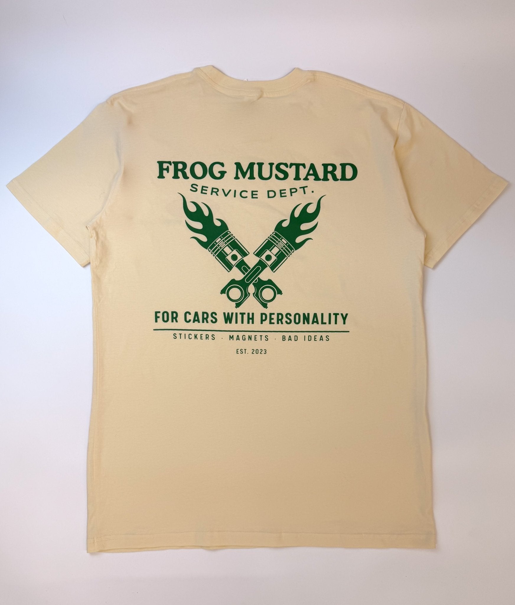 Frog Mustard Service Dept. Heavyweight Tee - Frog Mustard Stickers