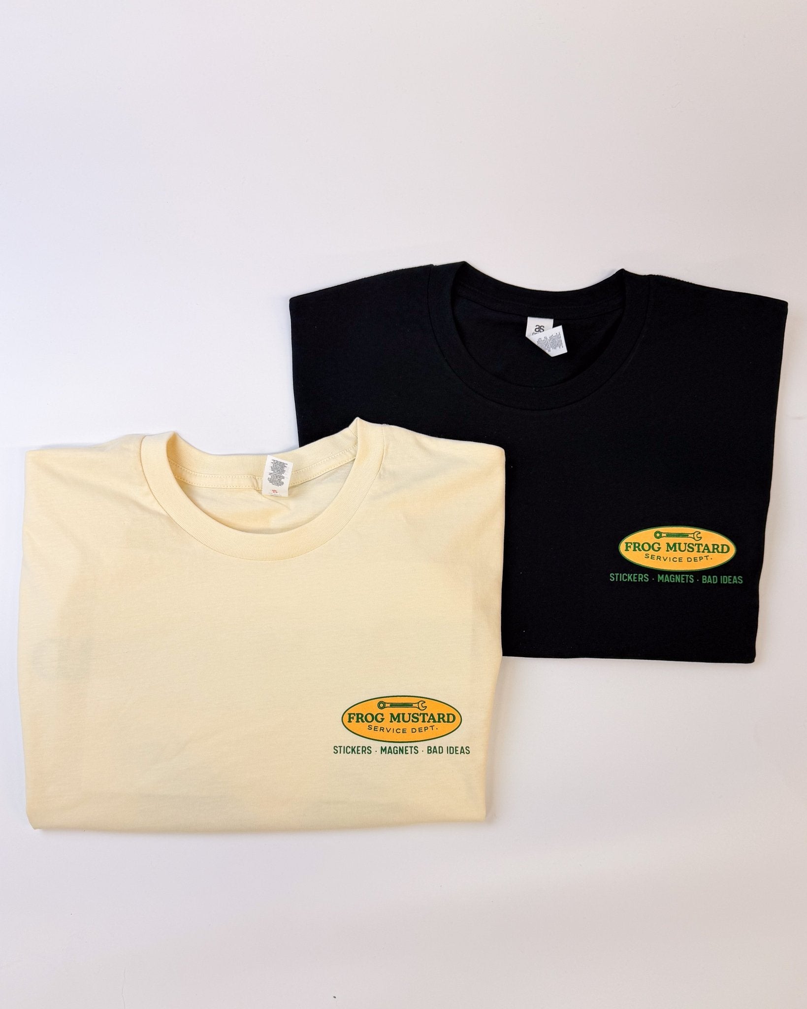 Frog Mustard Service Dept. Heavyweight Tee - Frog Mustard Stickers
