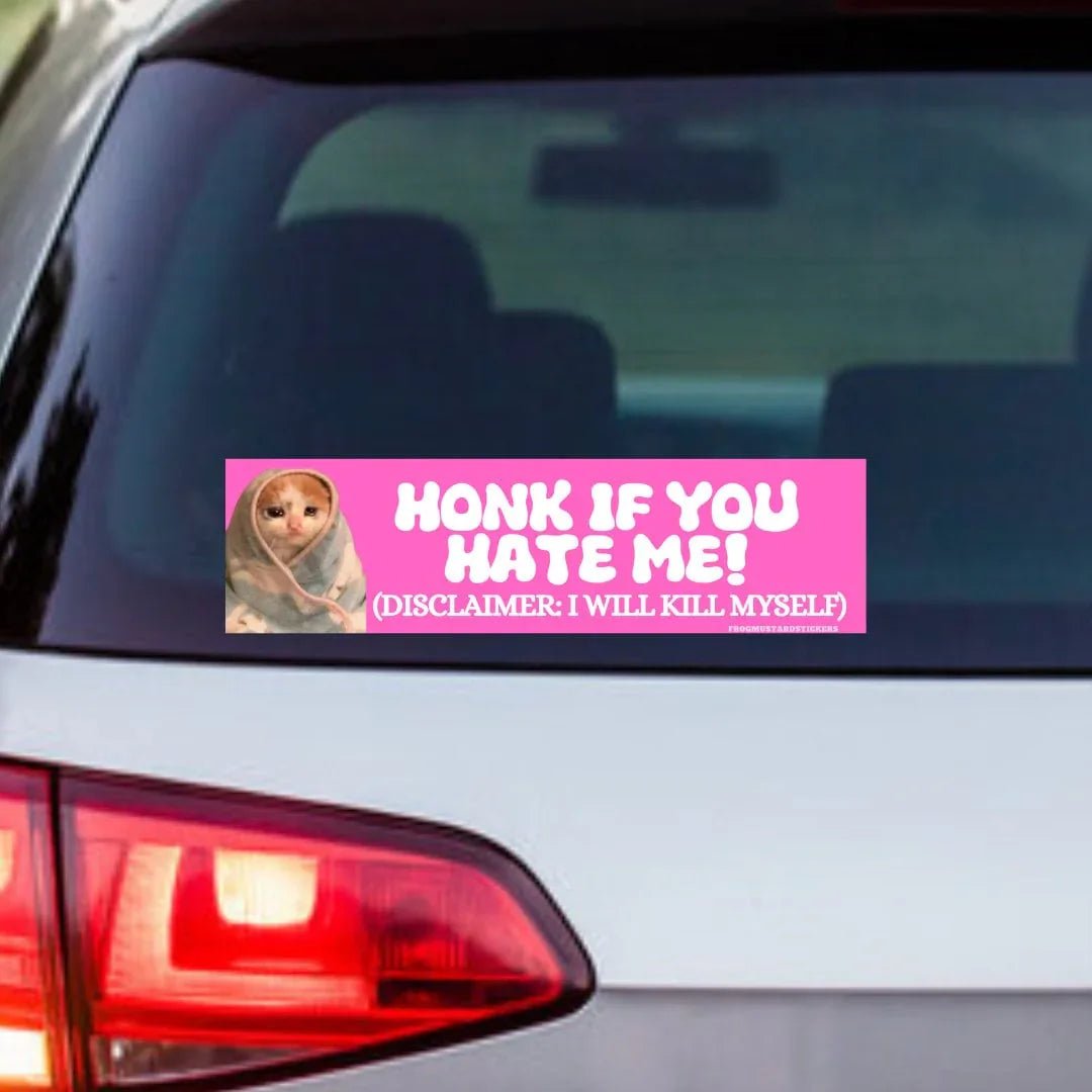Honk if You Hate Me Cat - Frog Mustard Stickers