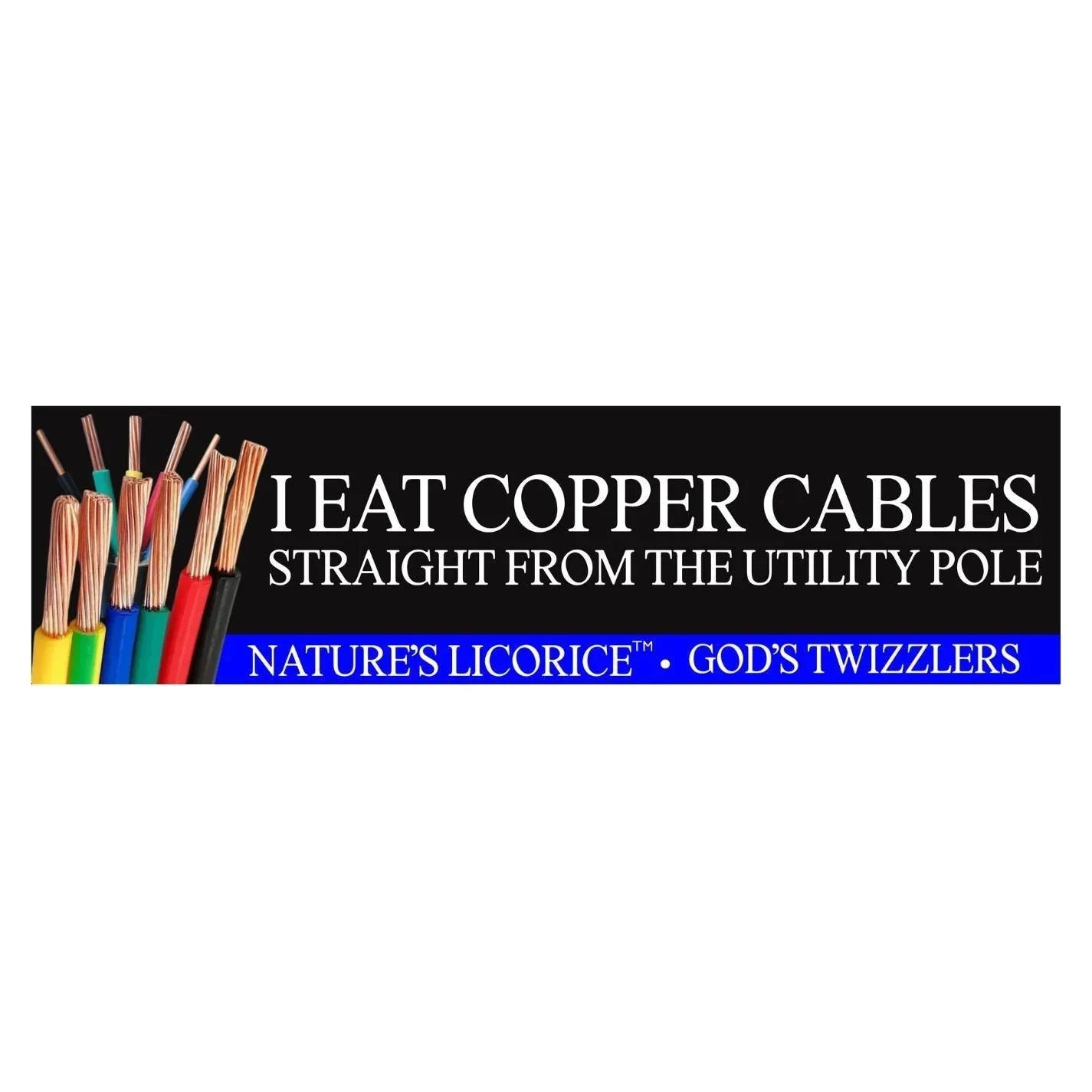 I Eat Copper Cables (Nature's Licorice TM) | 3 Design Options - Frog Mustard Stickers
