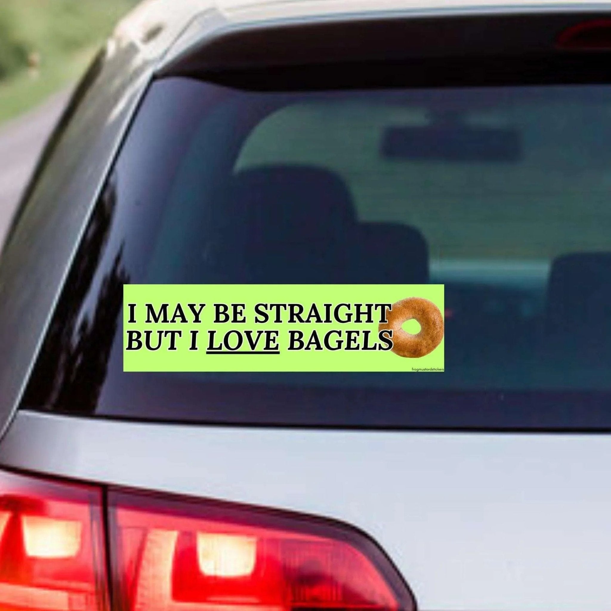 I May Be Straight, but I Love Bagels - Frog Mustard Stickers
