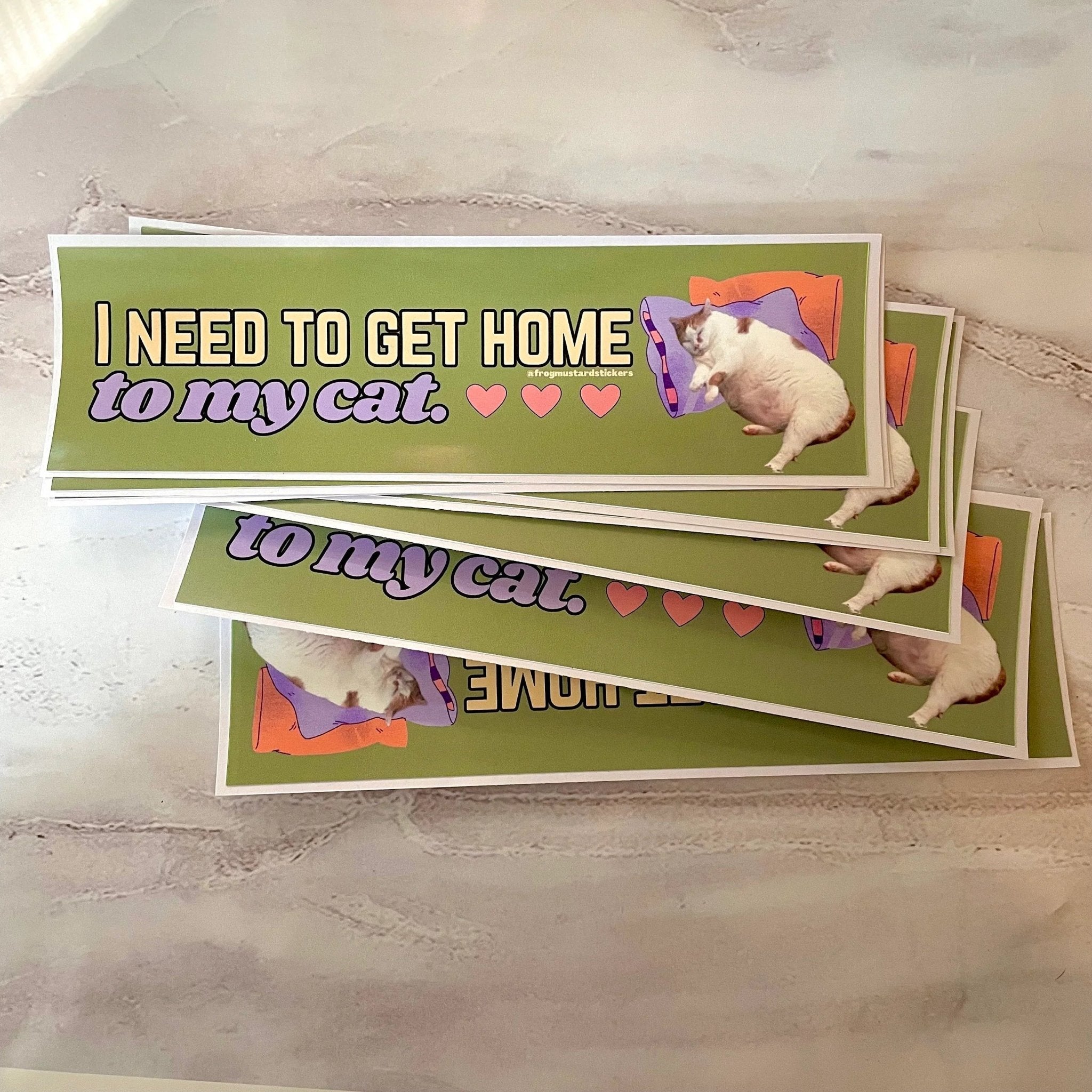 I Need to Get Home to My Cat - Frog Mustard Stickers