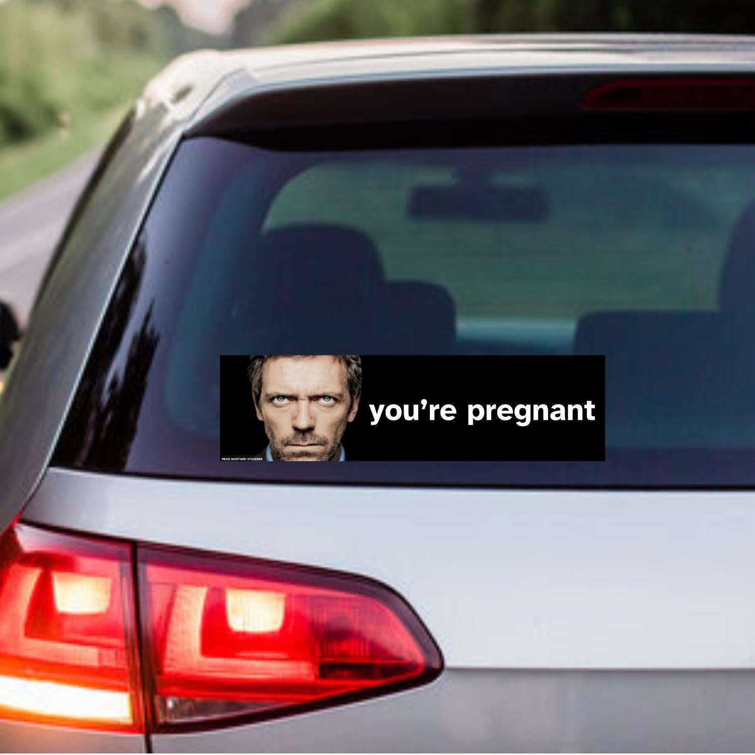 MD Gregory House Meme "You're Pregnant" Sticker or Magnet | Satire | 8.5" x 2.5" Premium Weather-proof Vinyl